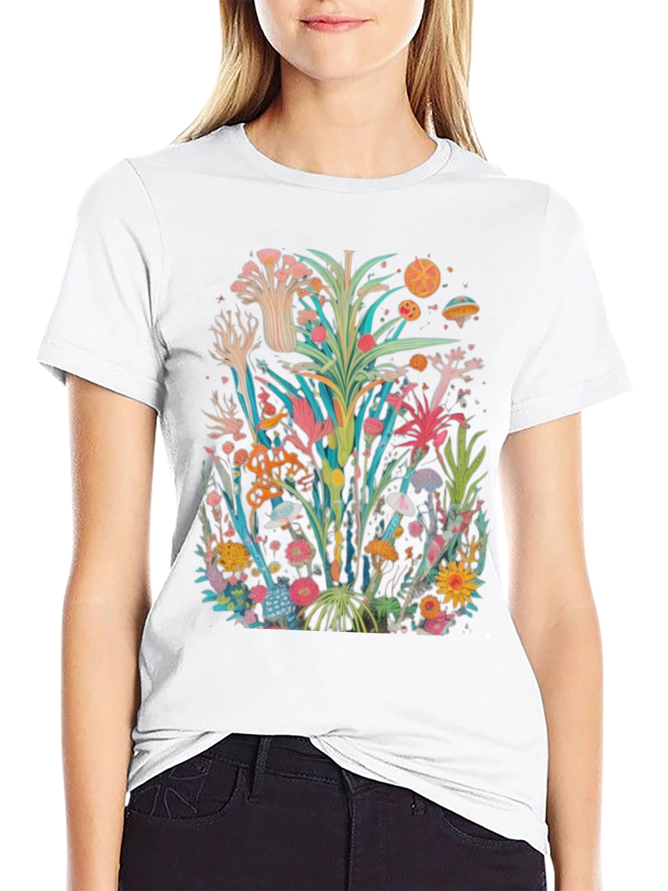 Unique Floral Graphic Tee - Black Cotton Shirt
