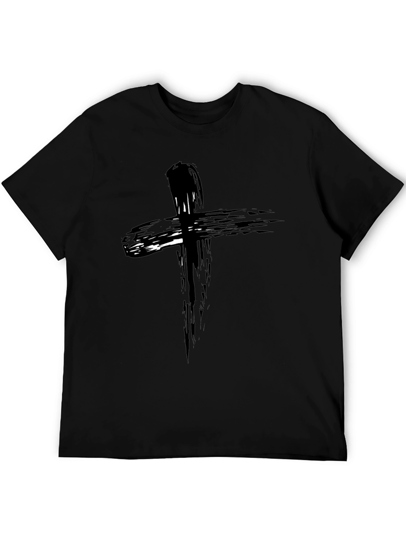 Abstract Cross Graphic Black T-Shirt