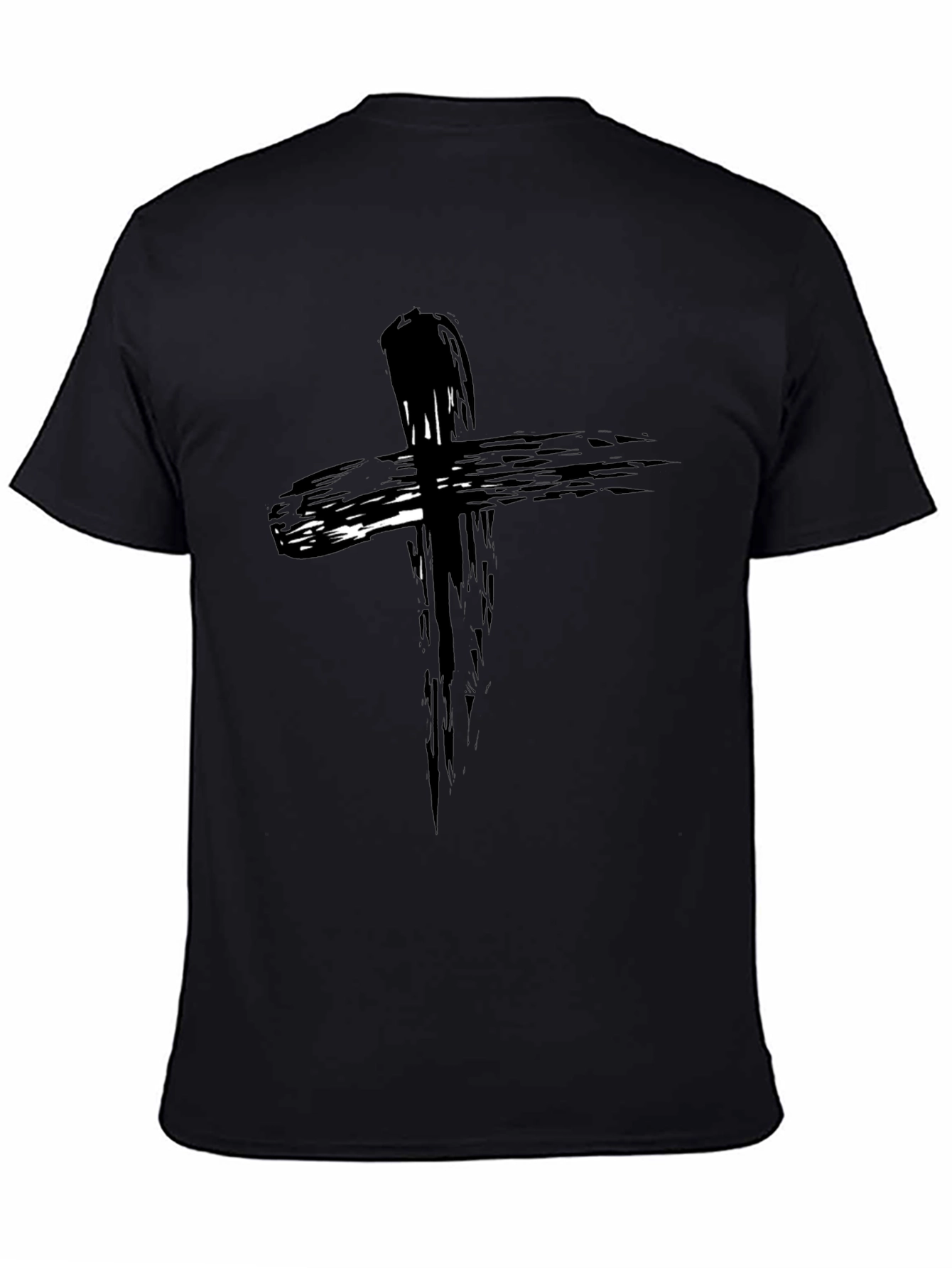Abstract Cross Graphic Black T-Shirt