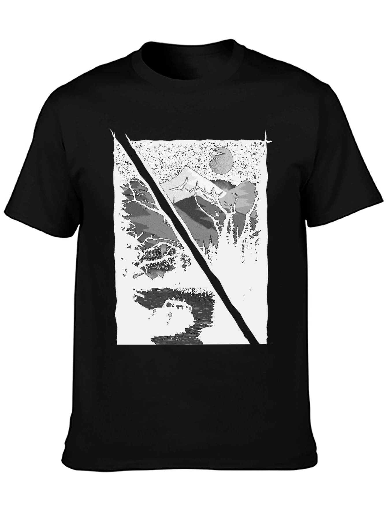 Mountain & Moon Graphic T-Shirt - Black