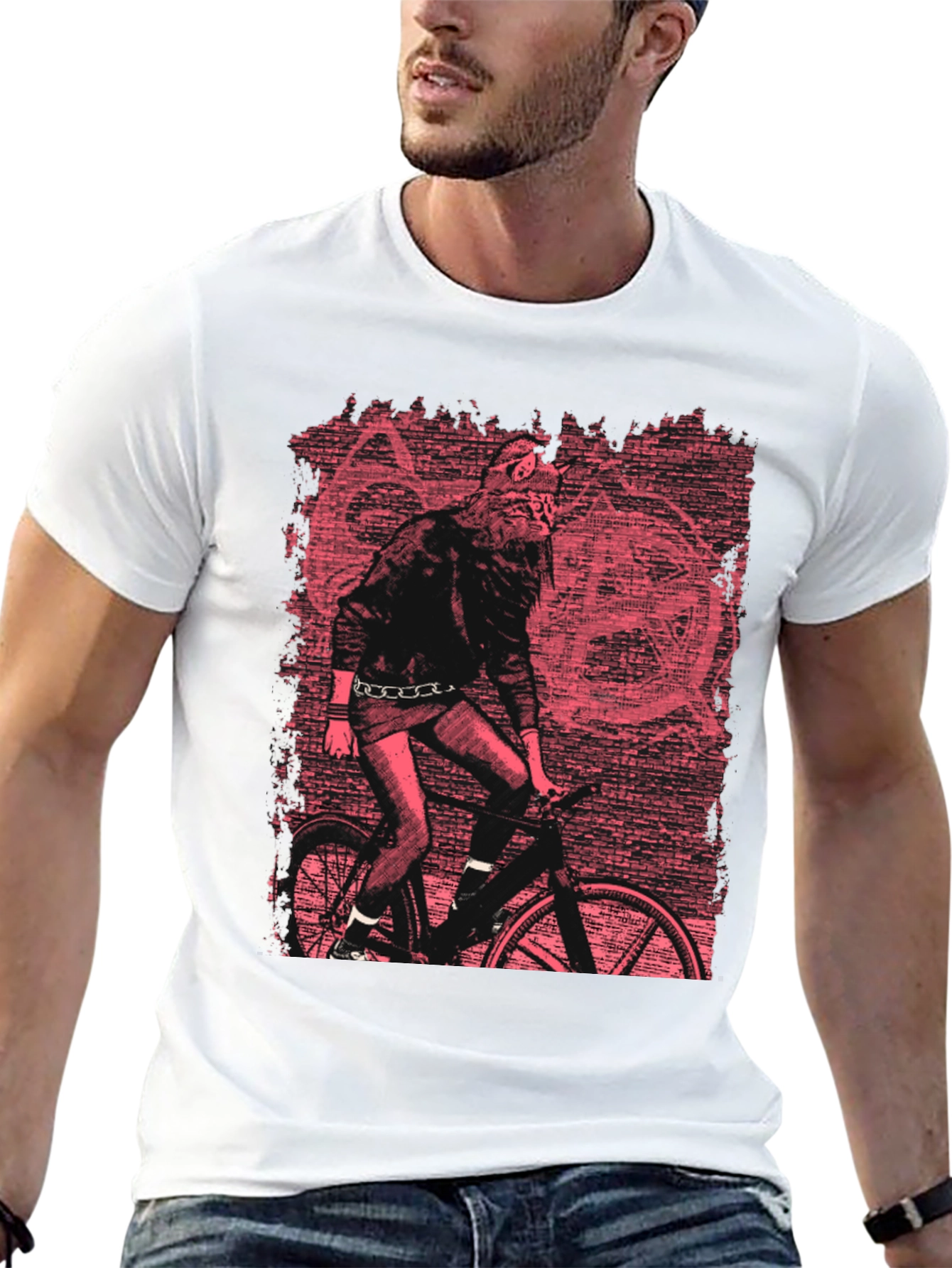 Wolf Biker Graphic T-Shirt - Black