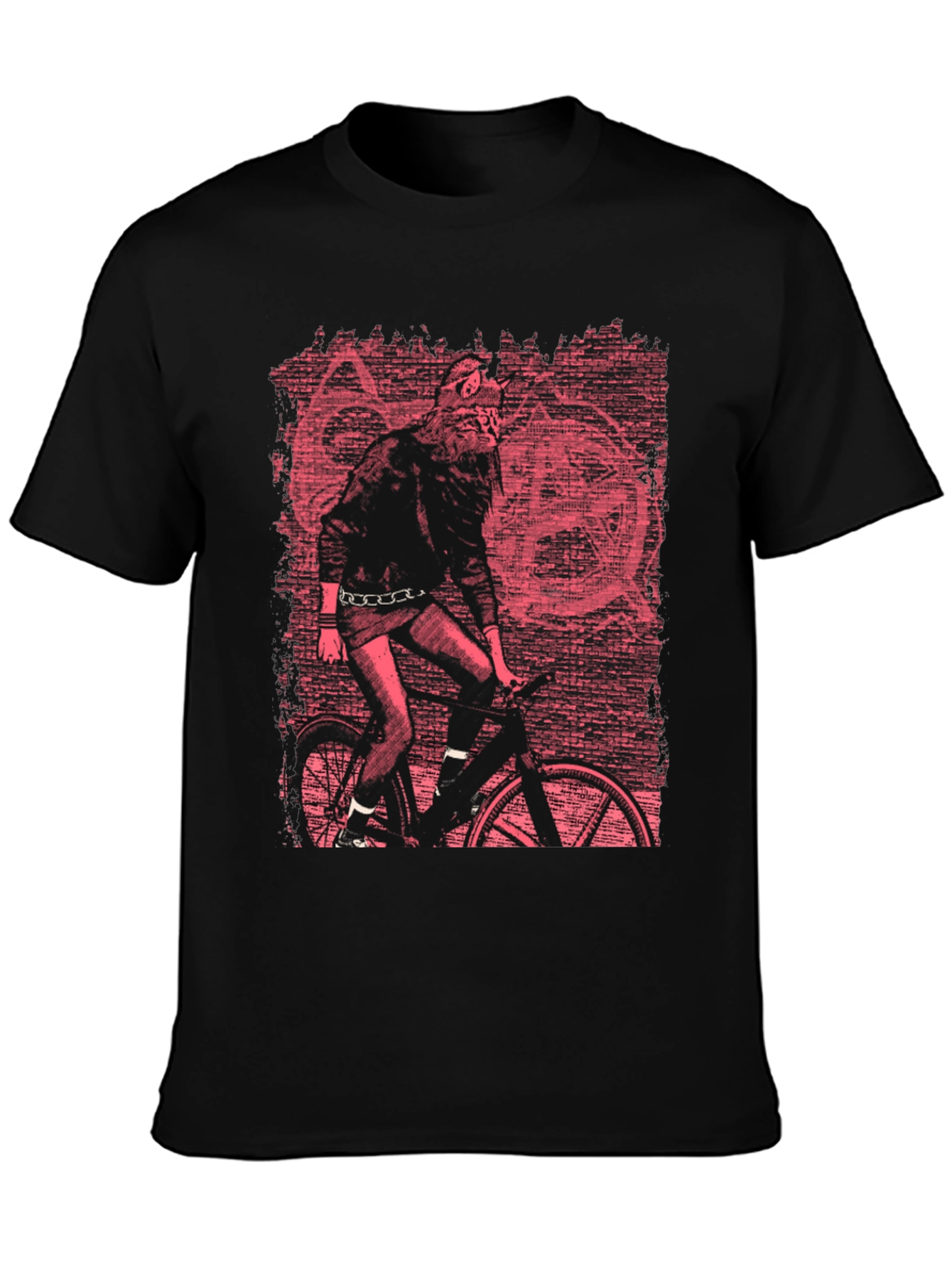 Wolf Biker Graphic T-Shirt - Black