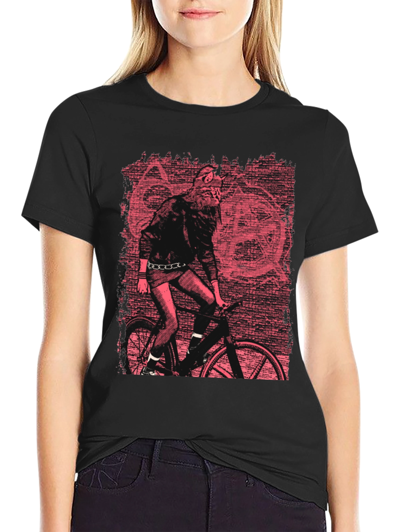 Wolf Biker Graphic T-Shirt - Black