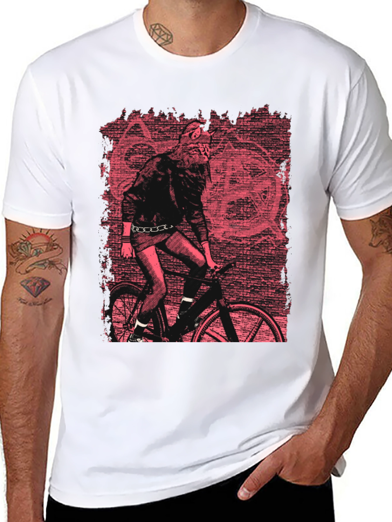 Wolf Biker Graphic T-Shirt - Black