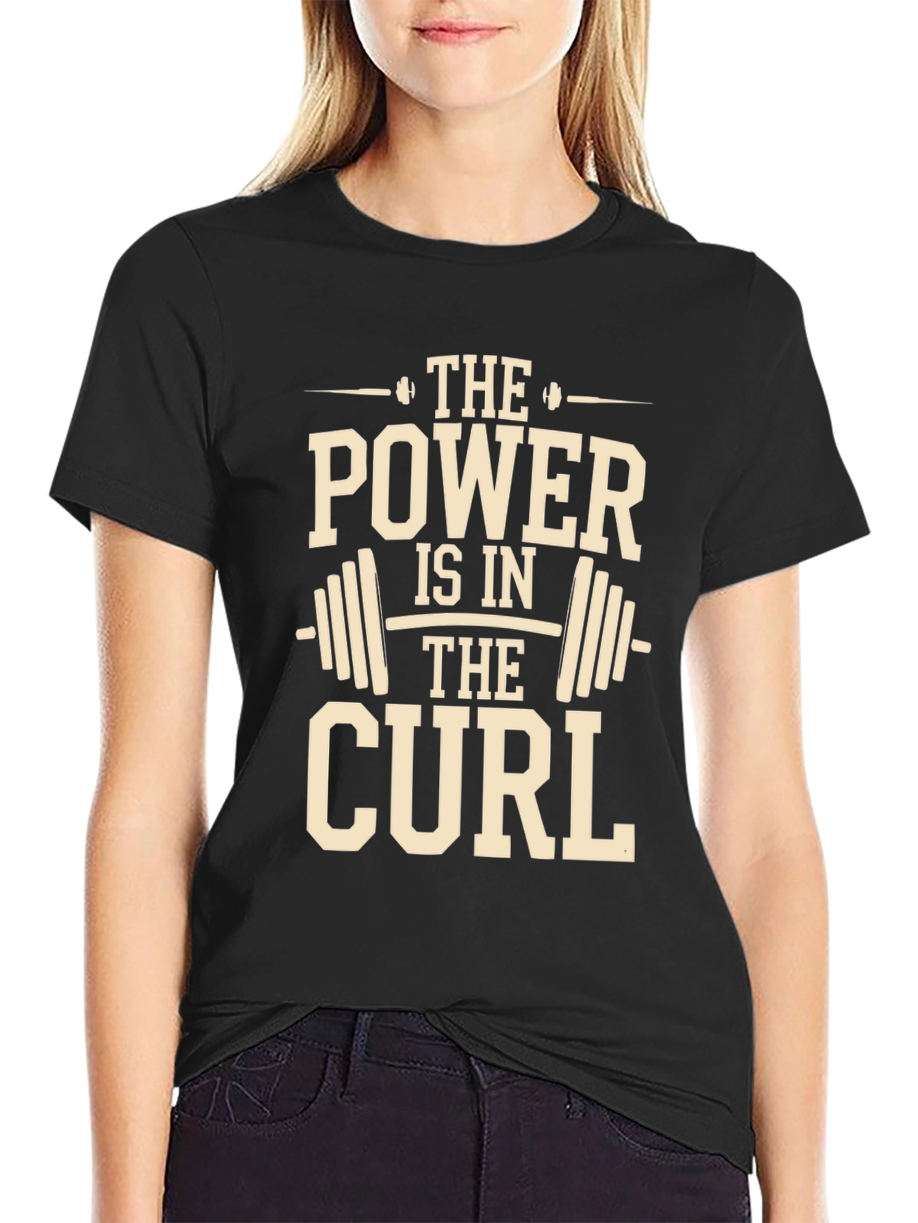 Power Curl T-Shirt - Black Cotton Gym Tee
