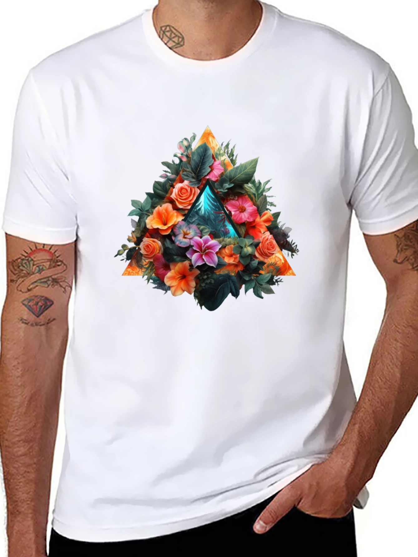 Floral Triangle Graphic T-Shirt