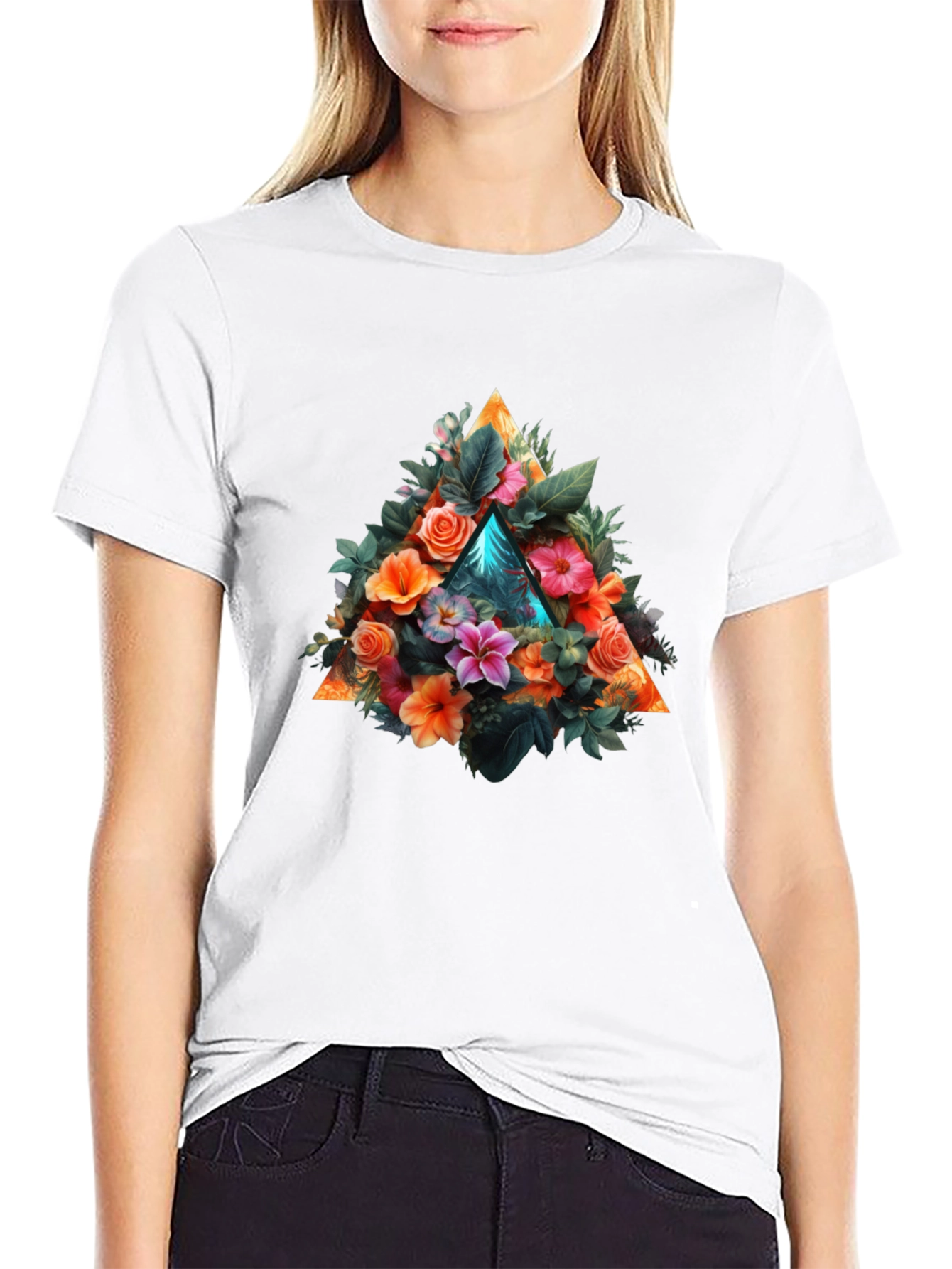 Floral Triangle Graphic T-Shirt