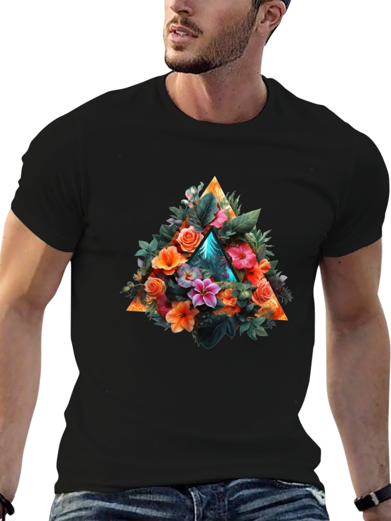 Floral Triangle Graphic T-Shirt