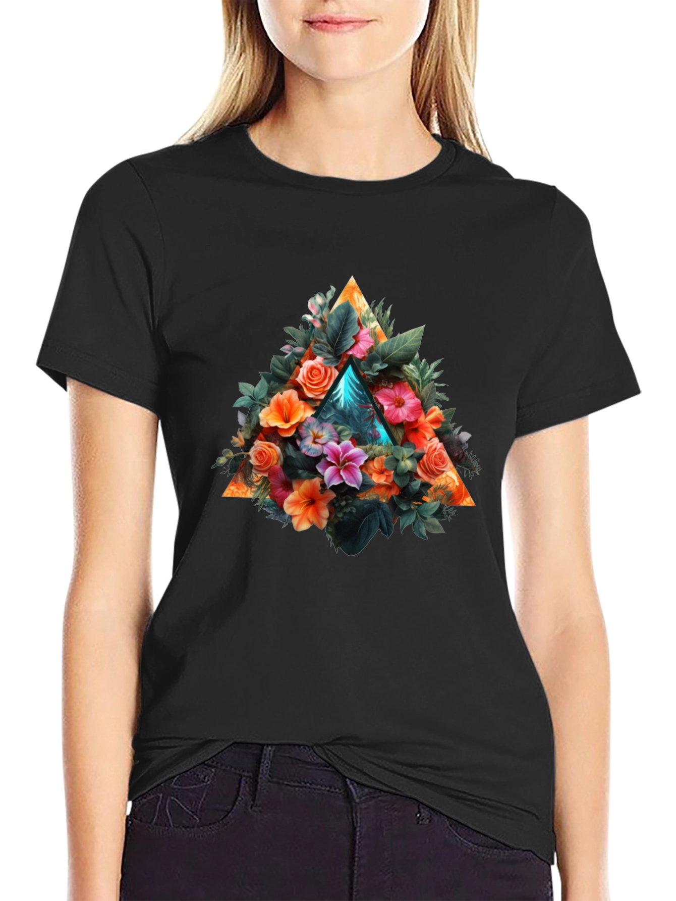 Floral Triangle Graphic T-Shirt