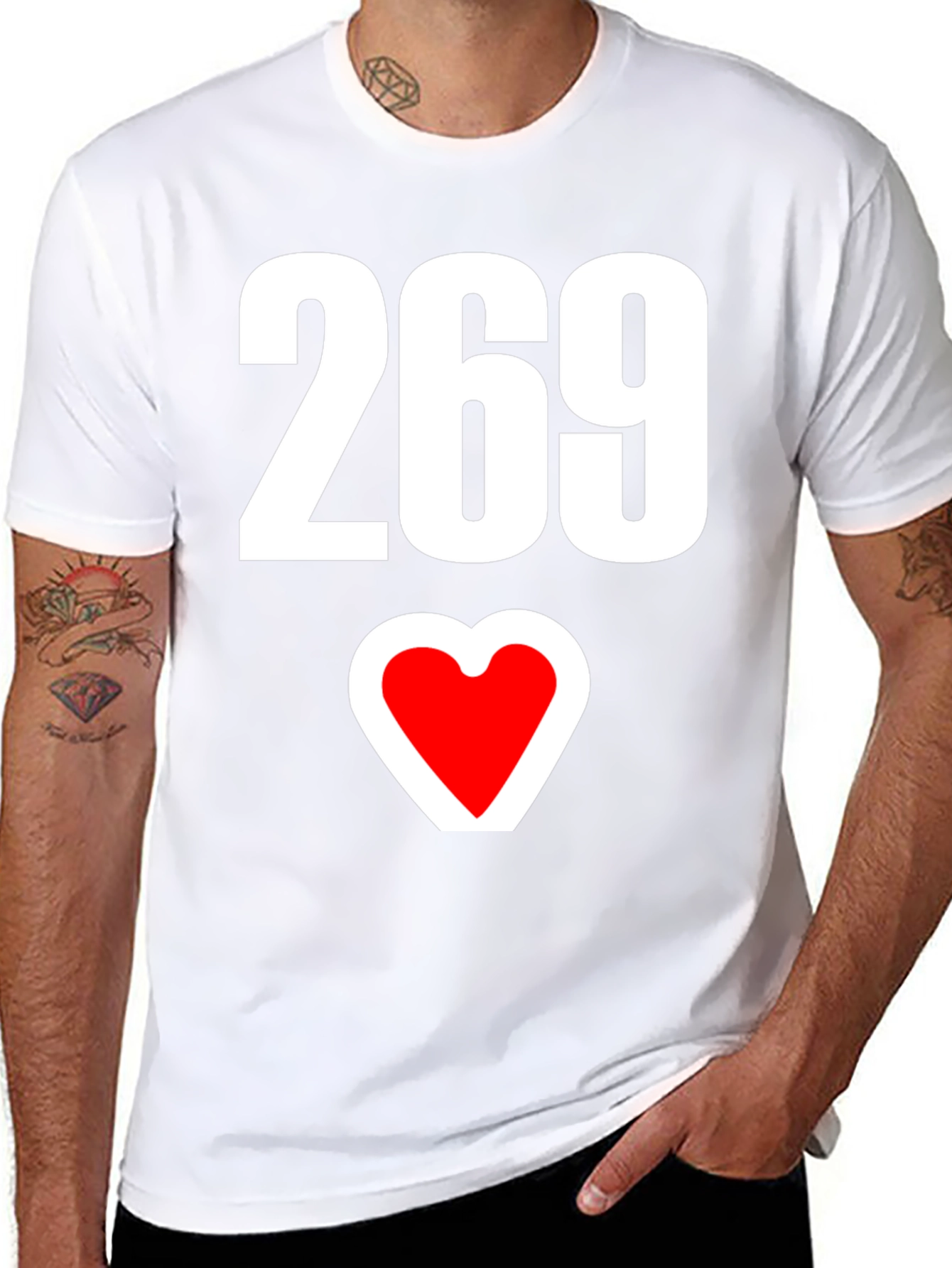 269 Heart Graphic Black Tee - Stylish & Unique