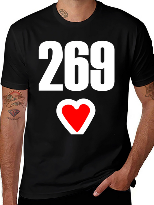 269 Heart Graphic Black Tee - Stylish & Unique
