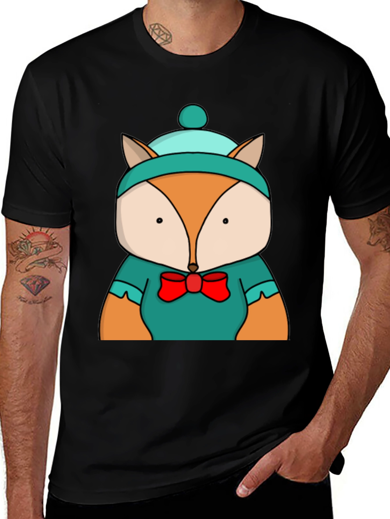 Fox with Hat T-Shirt - Cute Graphic Tee