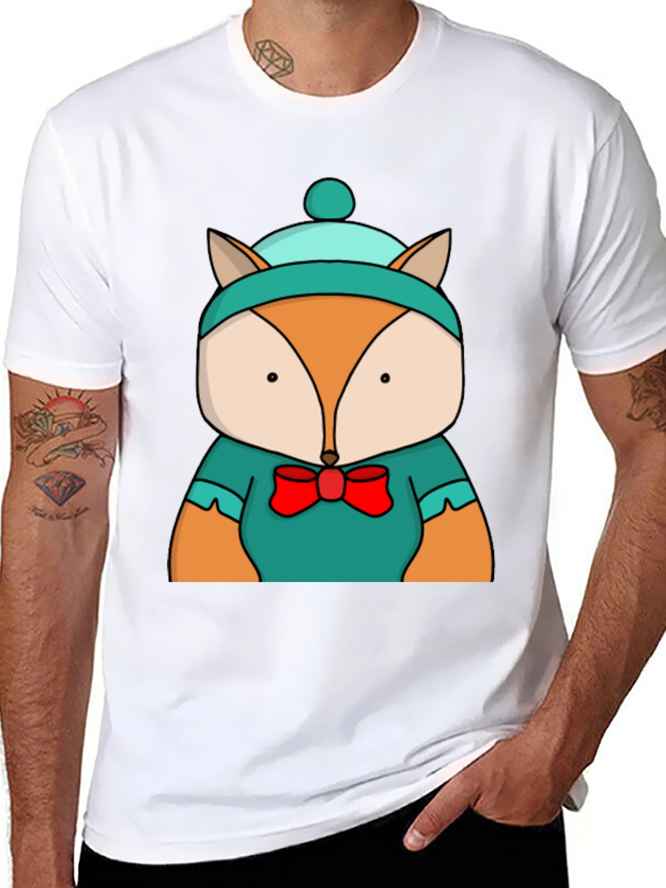 Fox with Hat T-Shirt - Cute Graphic Tee
