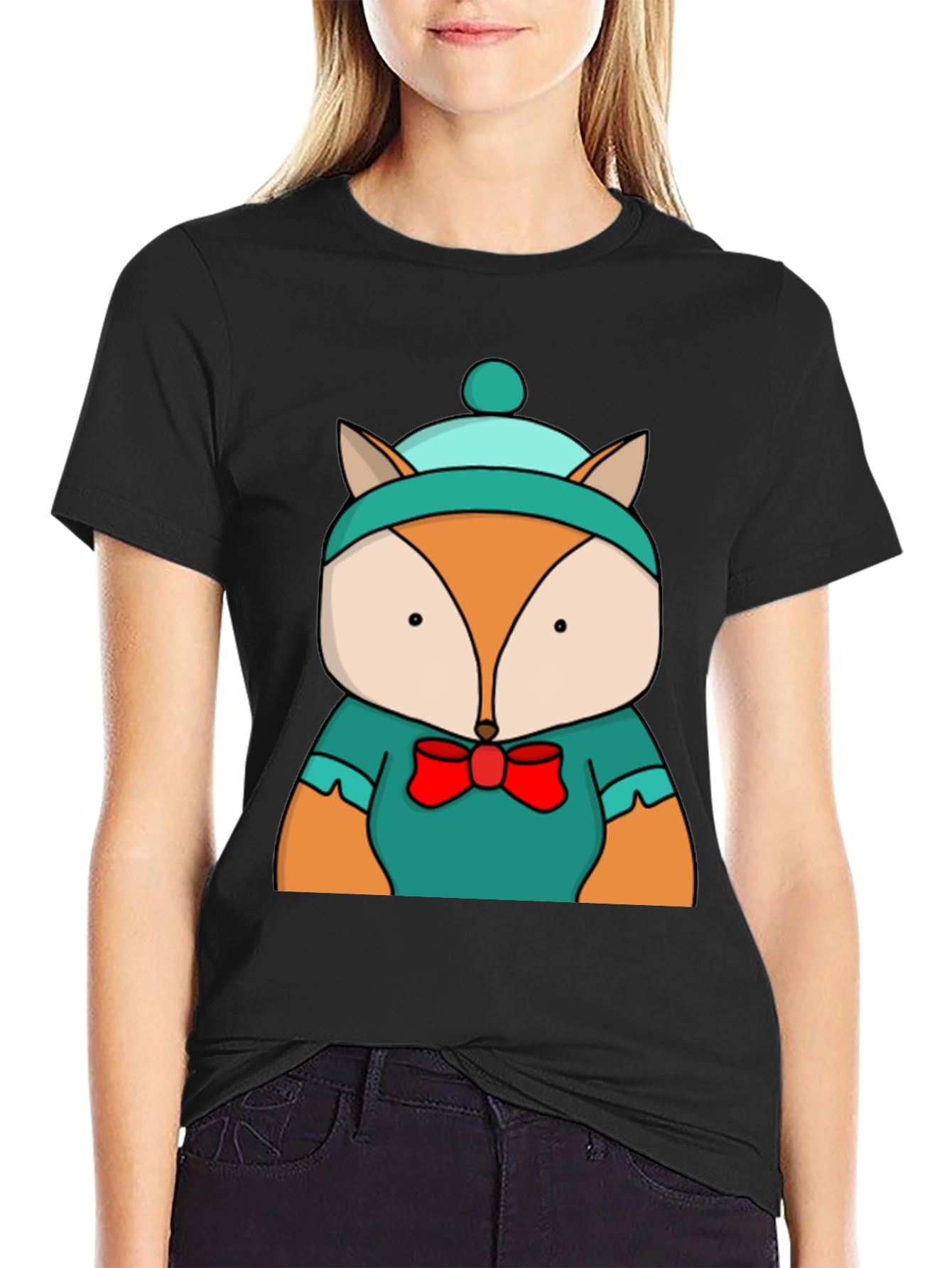 Fox with Hat T-Shirt - Cute Graphic Tee