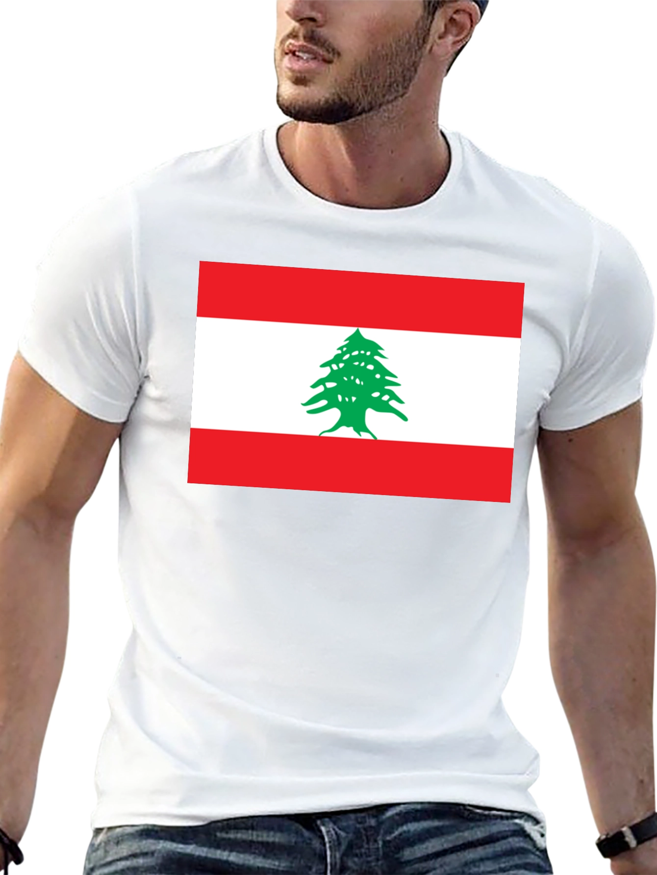 Lebanon Flag Graphic T-Shirt - Black Cotton Tee