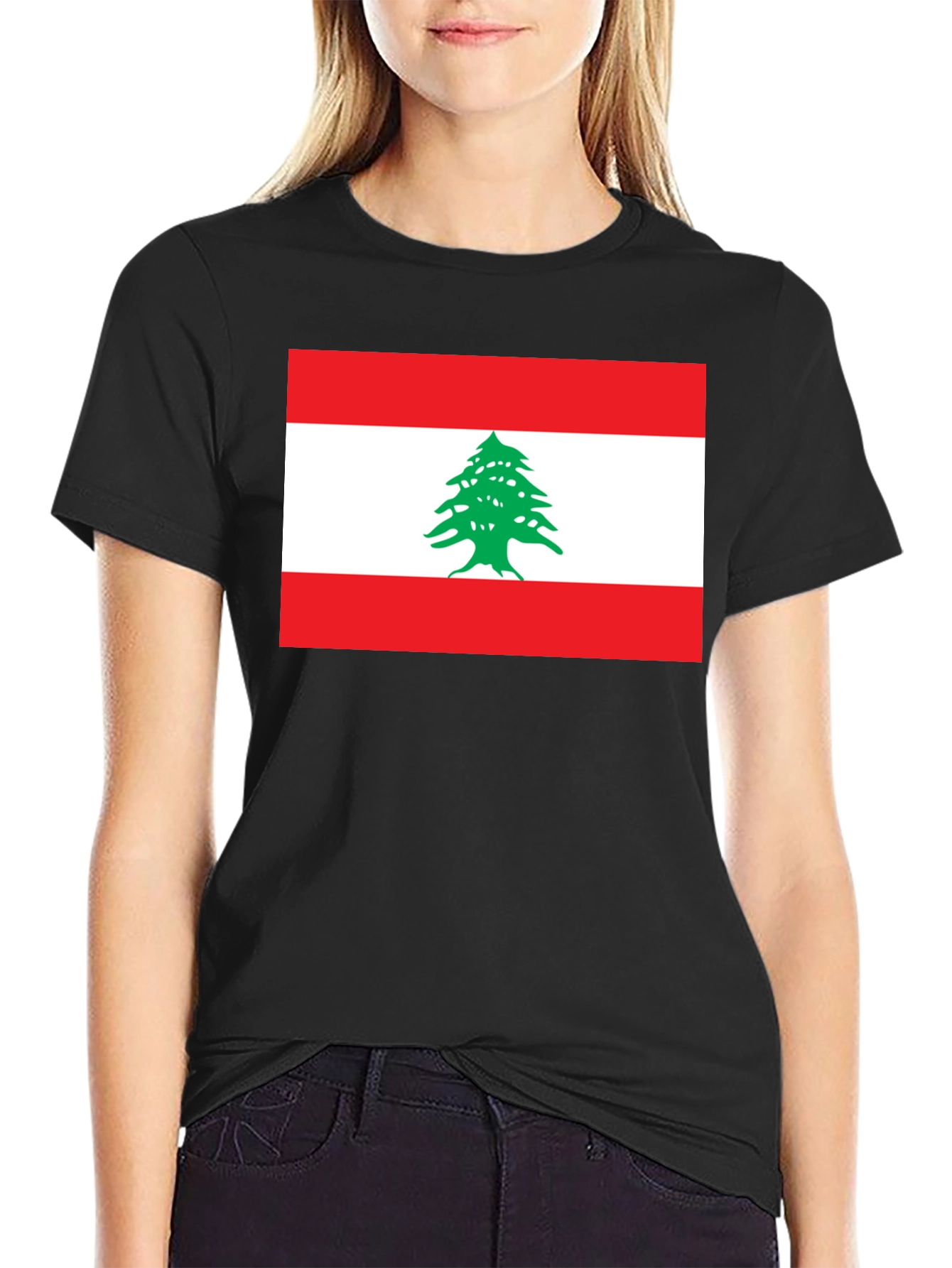 Lebanon Flag Graphic T-Shirt - Black Cotton Tee