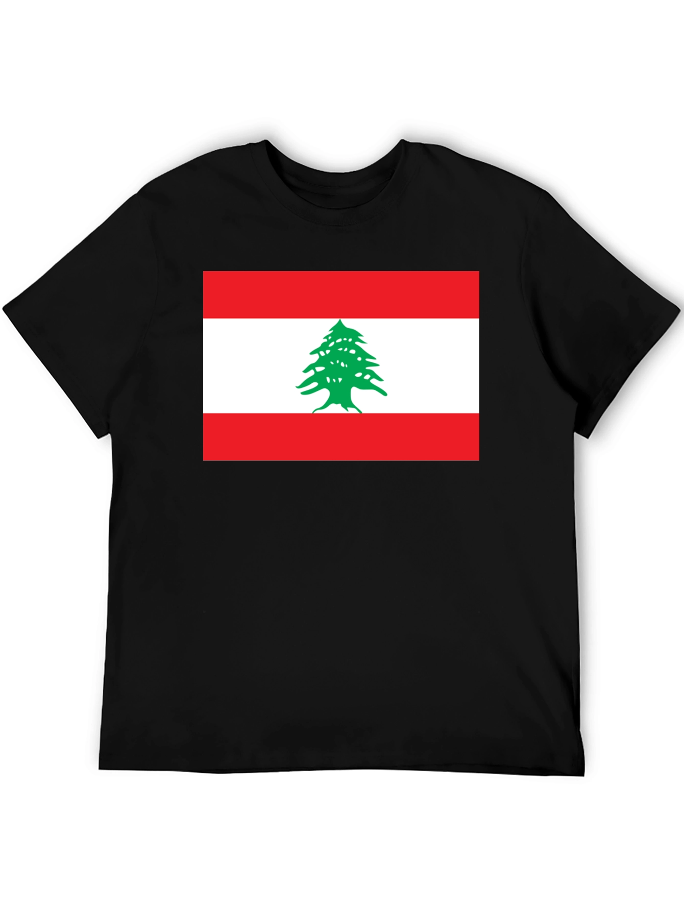 Lebanon Flag Graphic T-Shirt - Black Cotton Tee