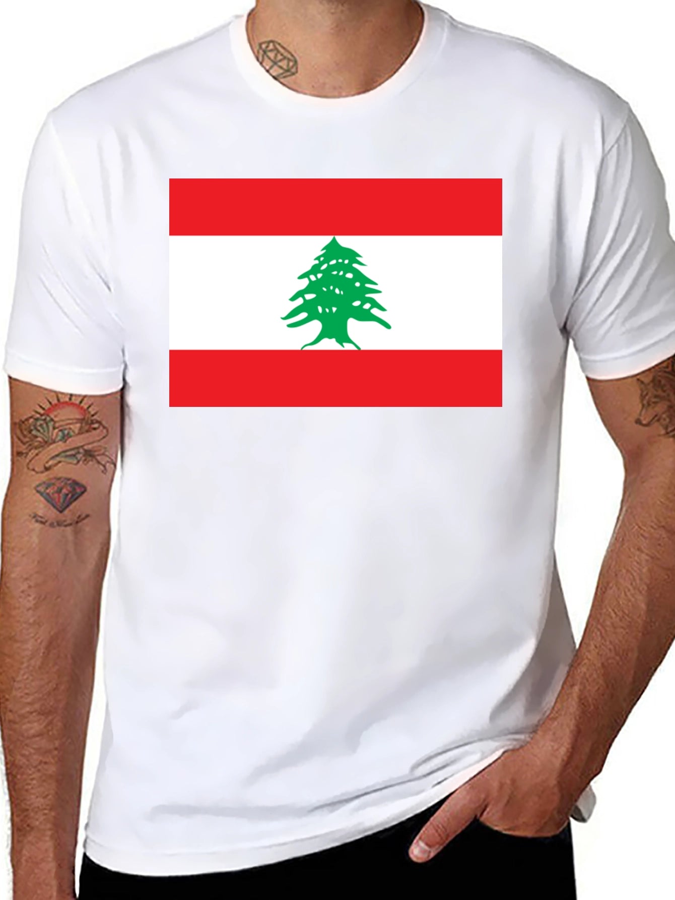 Lebanon Flag Graphic T-Shirt - Black Cotton Tee