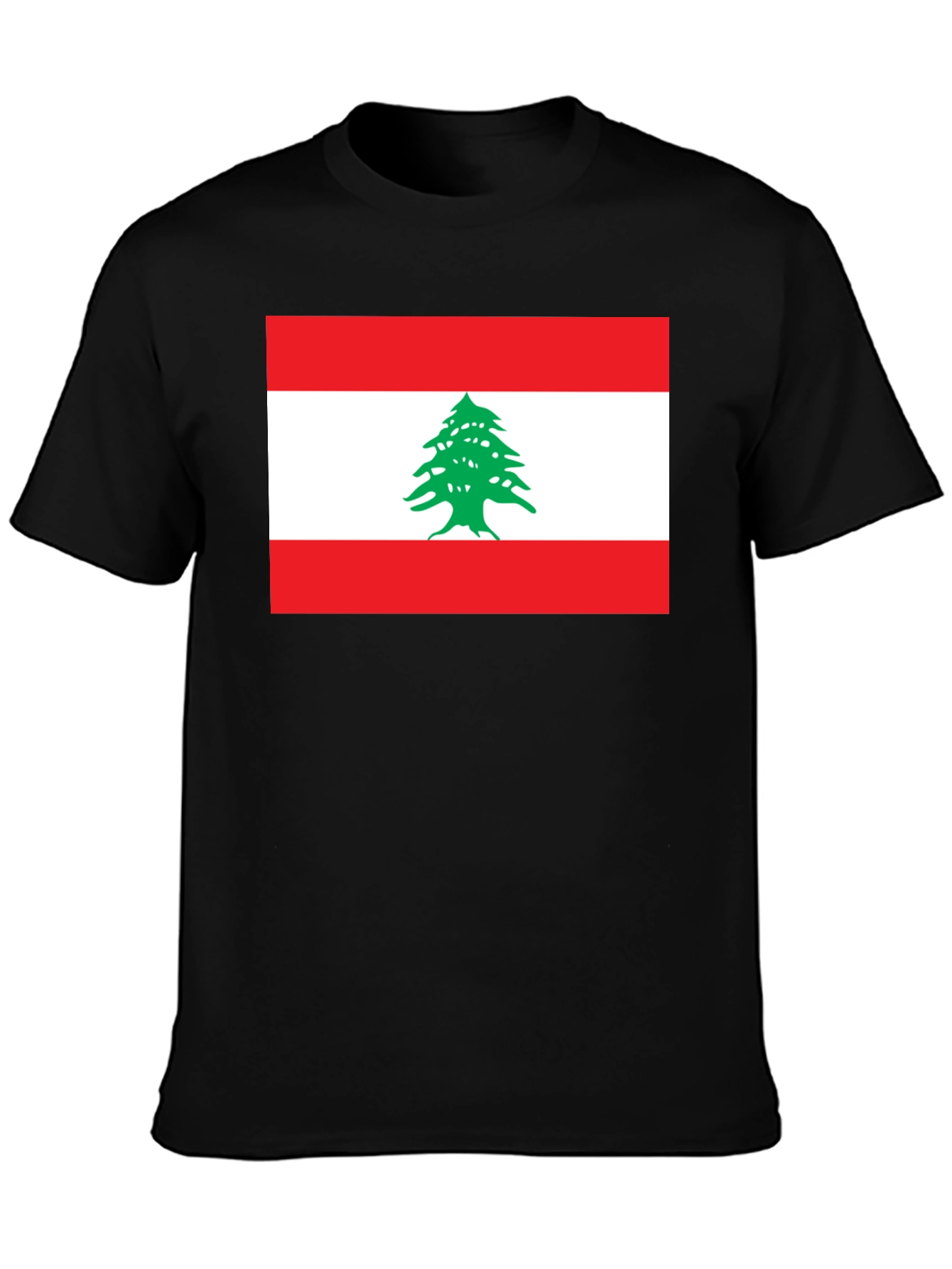Lebanon Flag Graphic T-Shirt - Black Cotton Tee