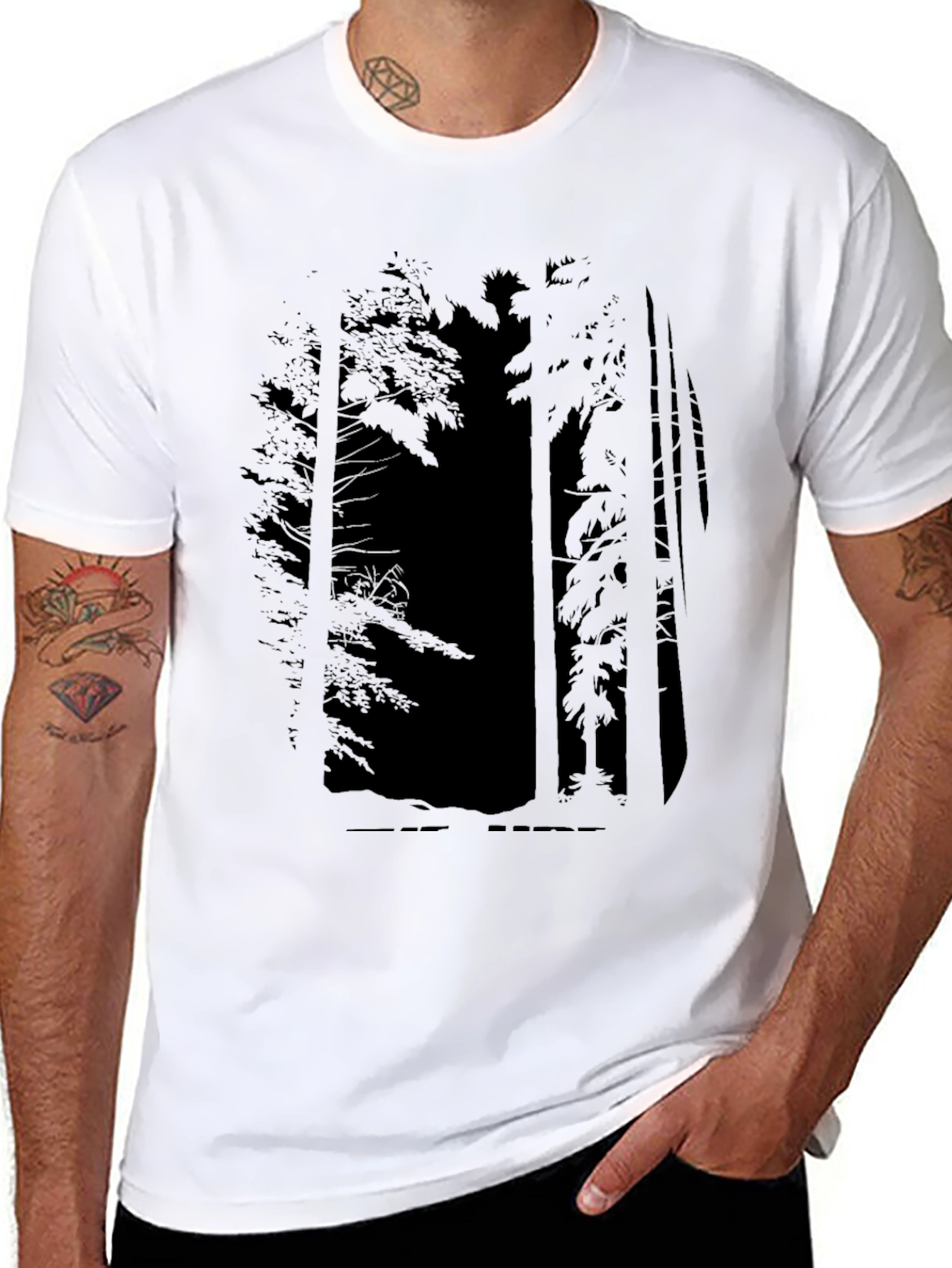 Forest Silhouette Graphic Tee - Mens Black T-Shirt