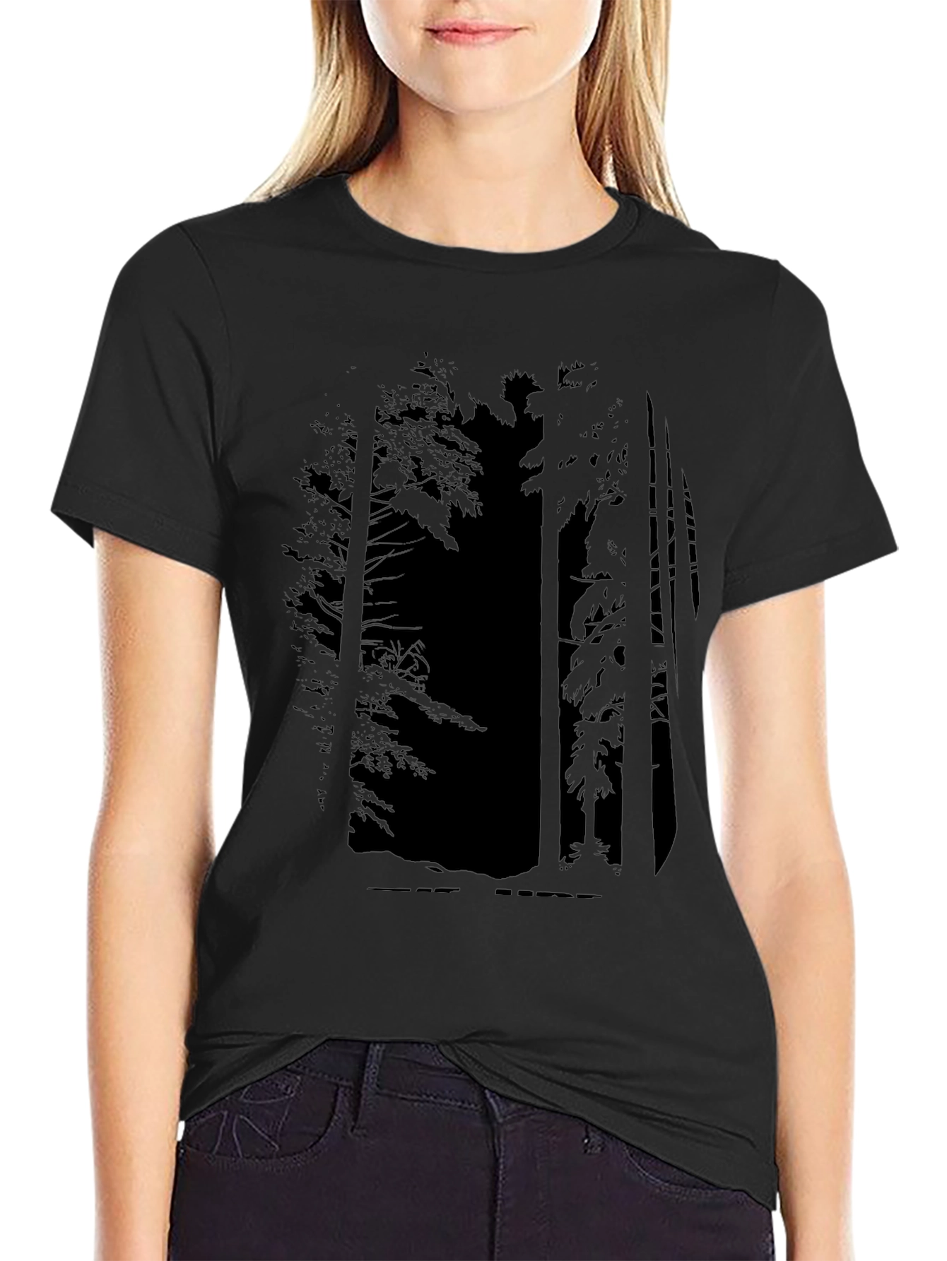 Forest Silhouette Graphic Tee - Mens Black T-Shirt