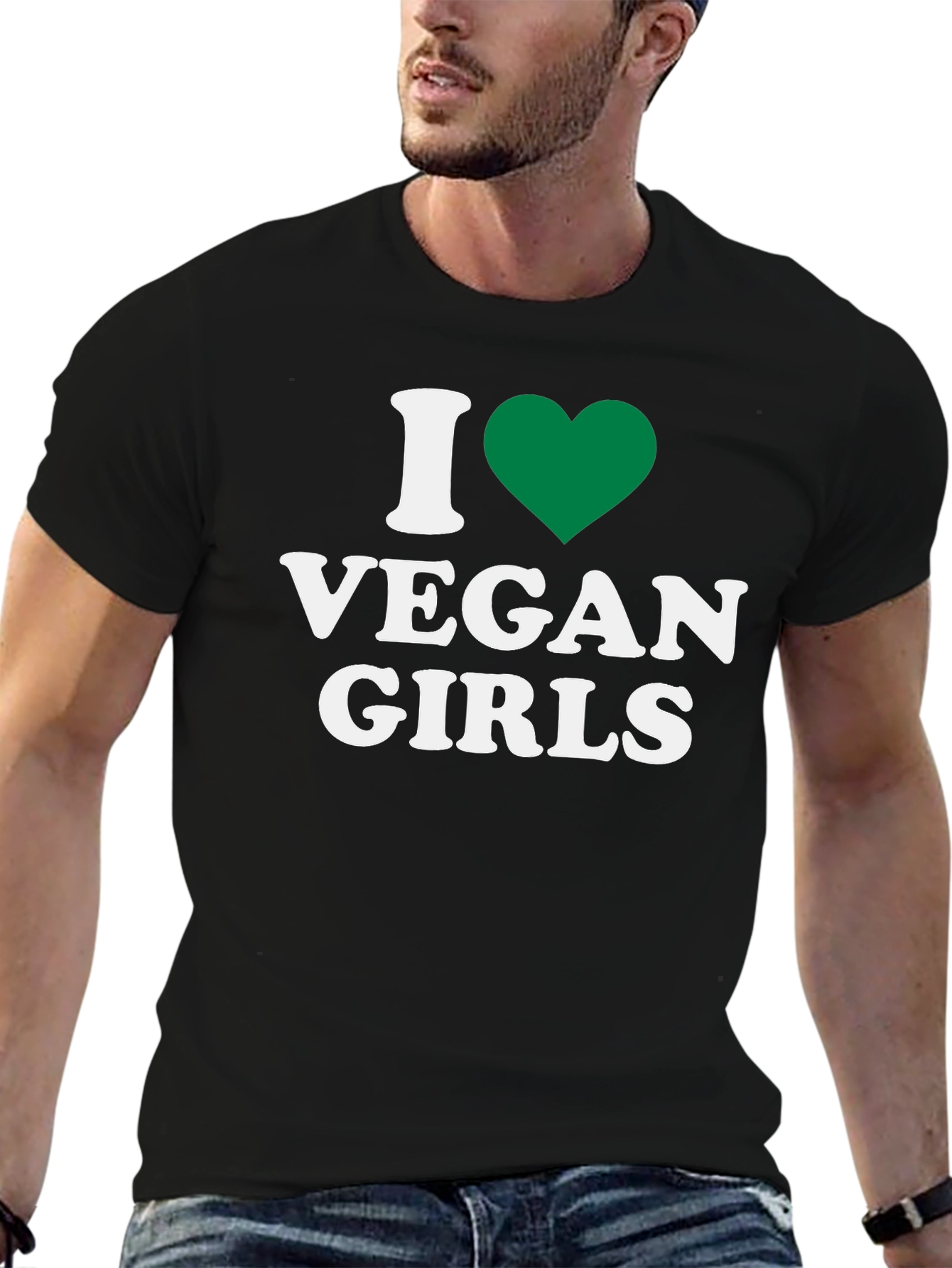I Heart Vegan Girls Graphic T-Shirt - Black