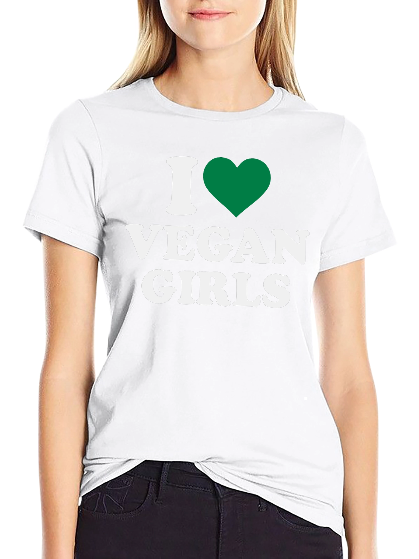I Heart Vegan Girls Graphic T-Shirt - Black