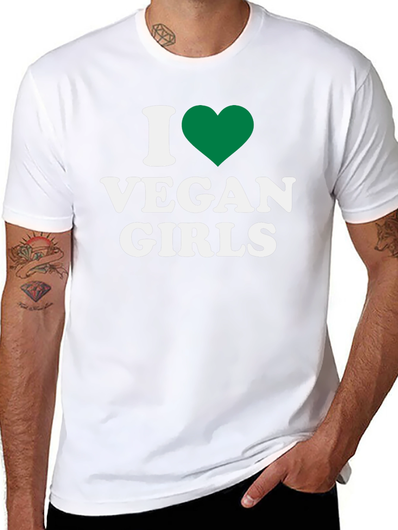 I Heart Vegan Girls Graphic T-Shirt - Black