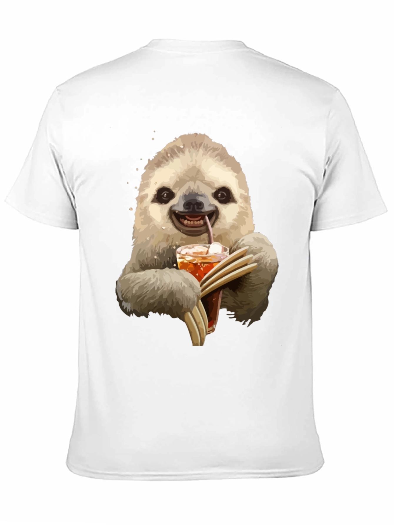 Sloth Drinking Iced Tea Graphic T-Shirt