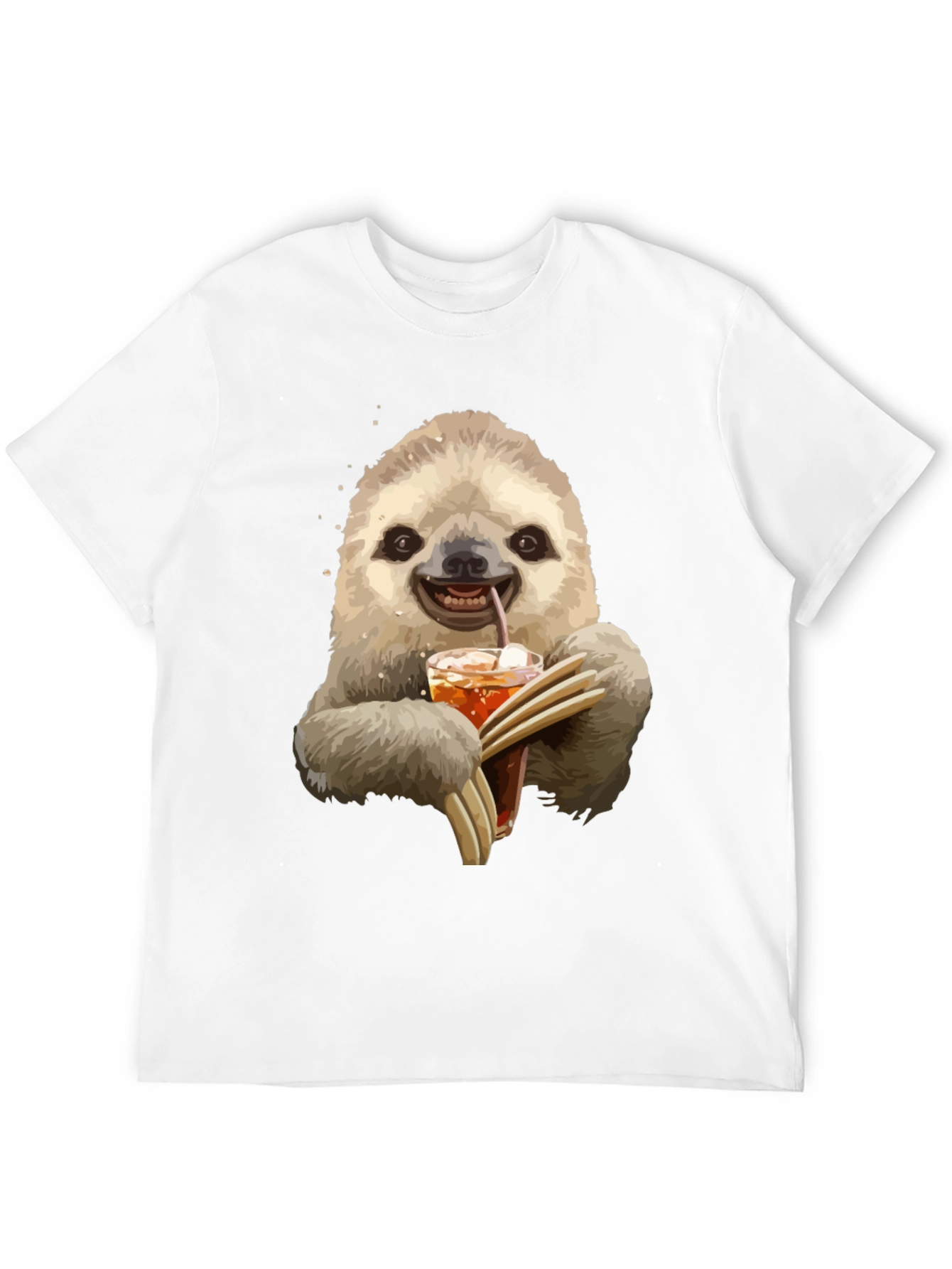 Sloth Drinking Iced Tea Graphic T-Shirt