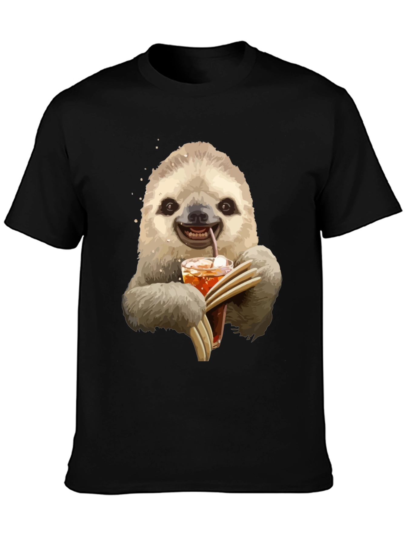 Sloth Drinking Iced Tea Graphic T-Shirt