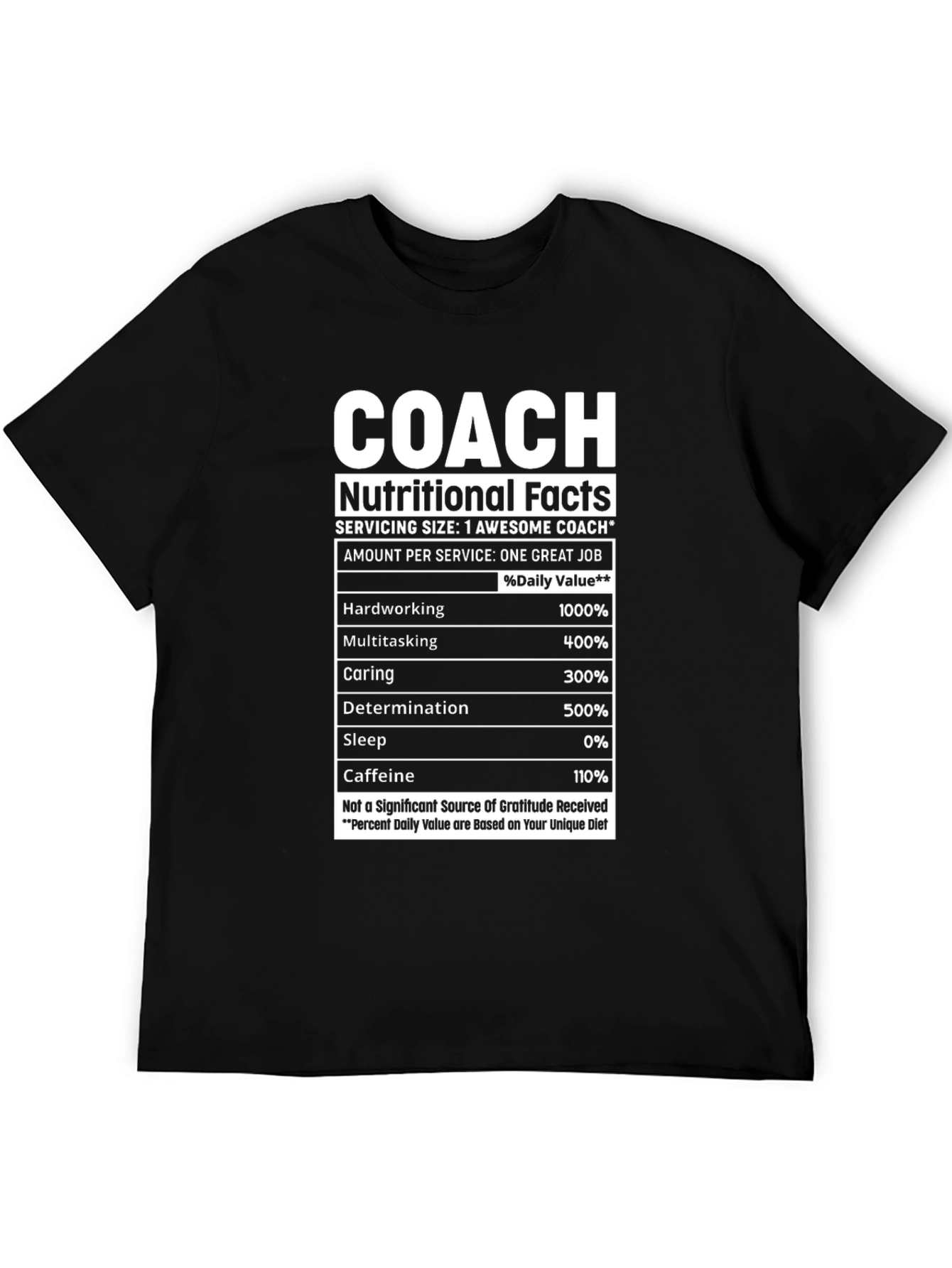 Coach Nutritional Facts Graphic T-Shirt