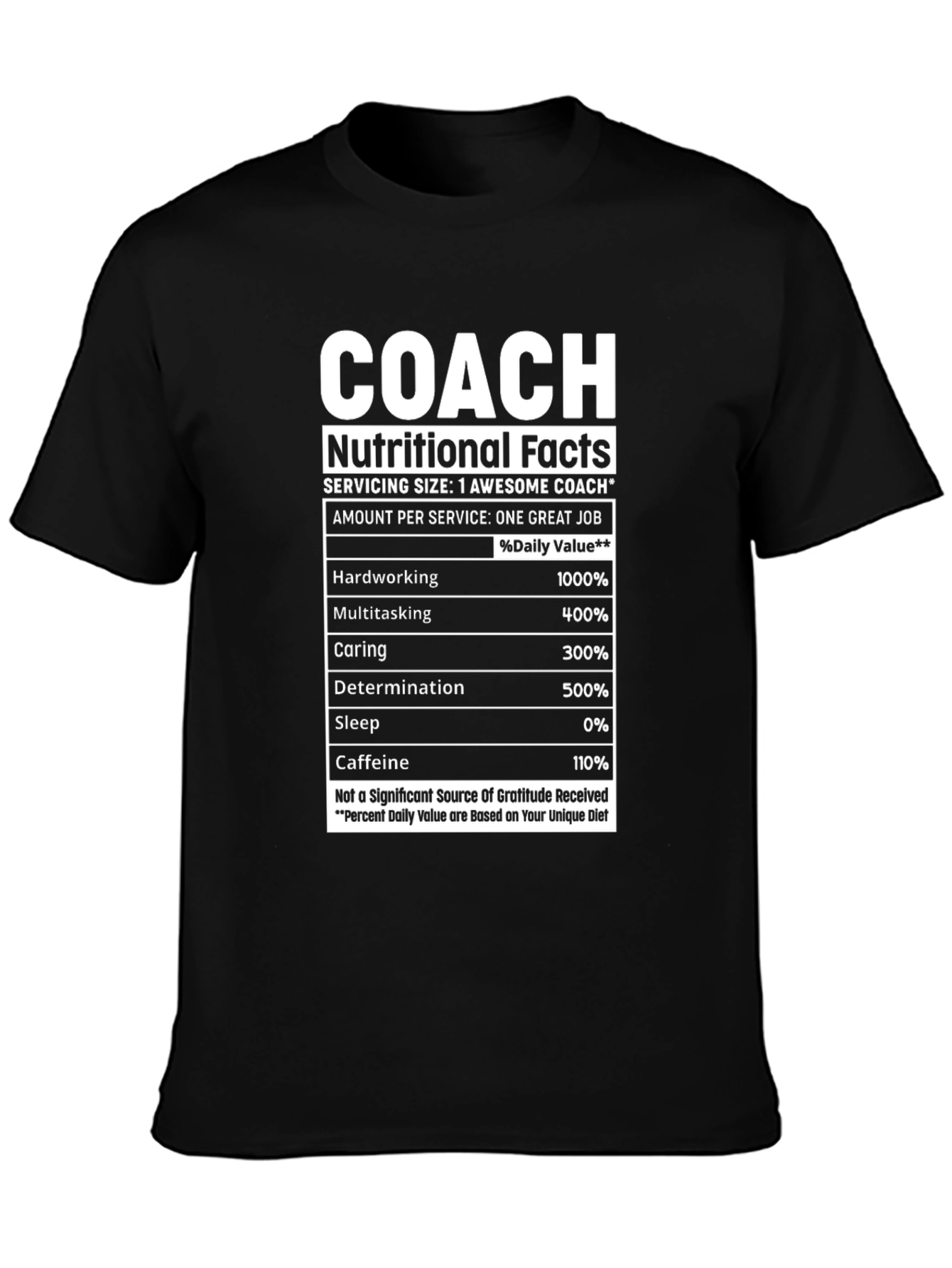 Coach Nutritional Facts Graphic T-Shirt