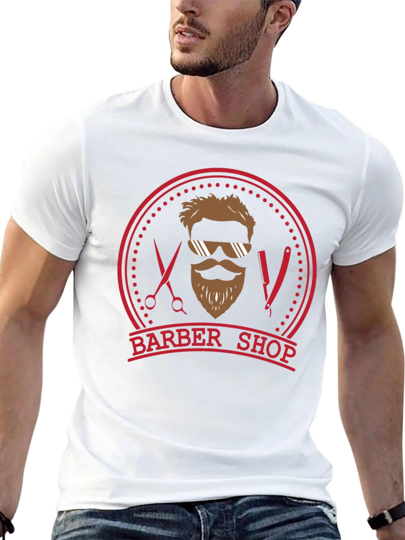 Mens Black Barber Shop Graphic Tee