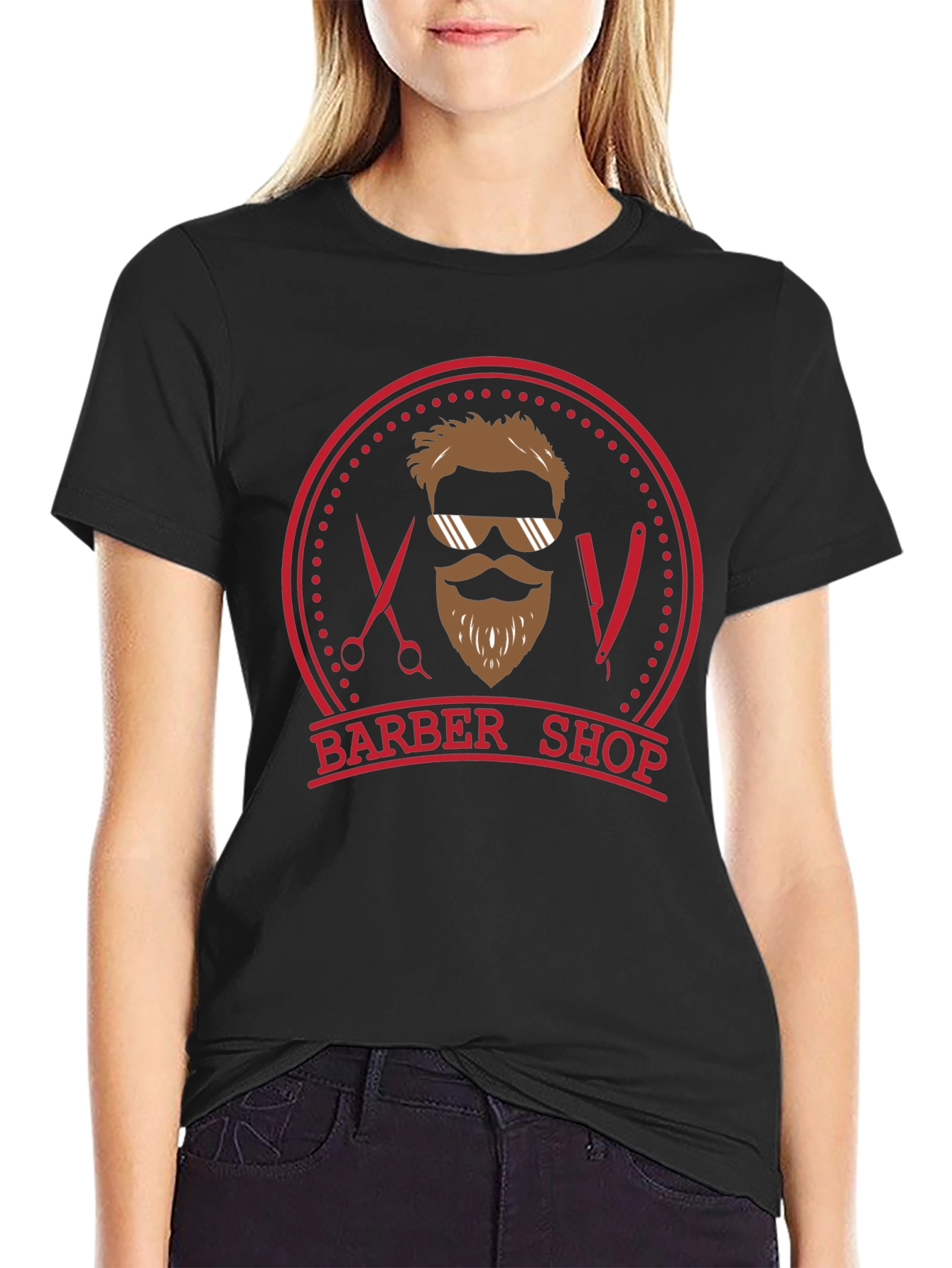 Mens Black Barber Shop Graphic Tee