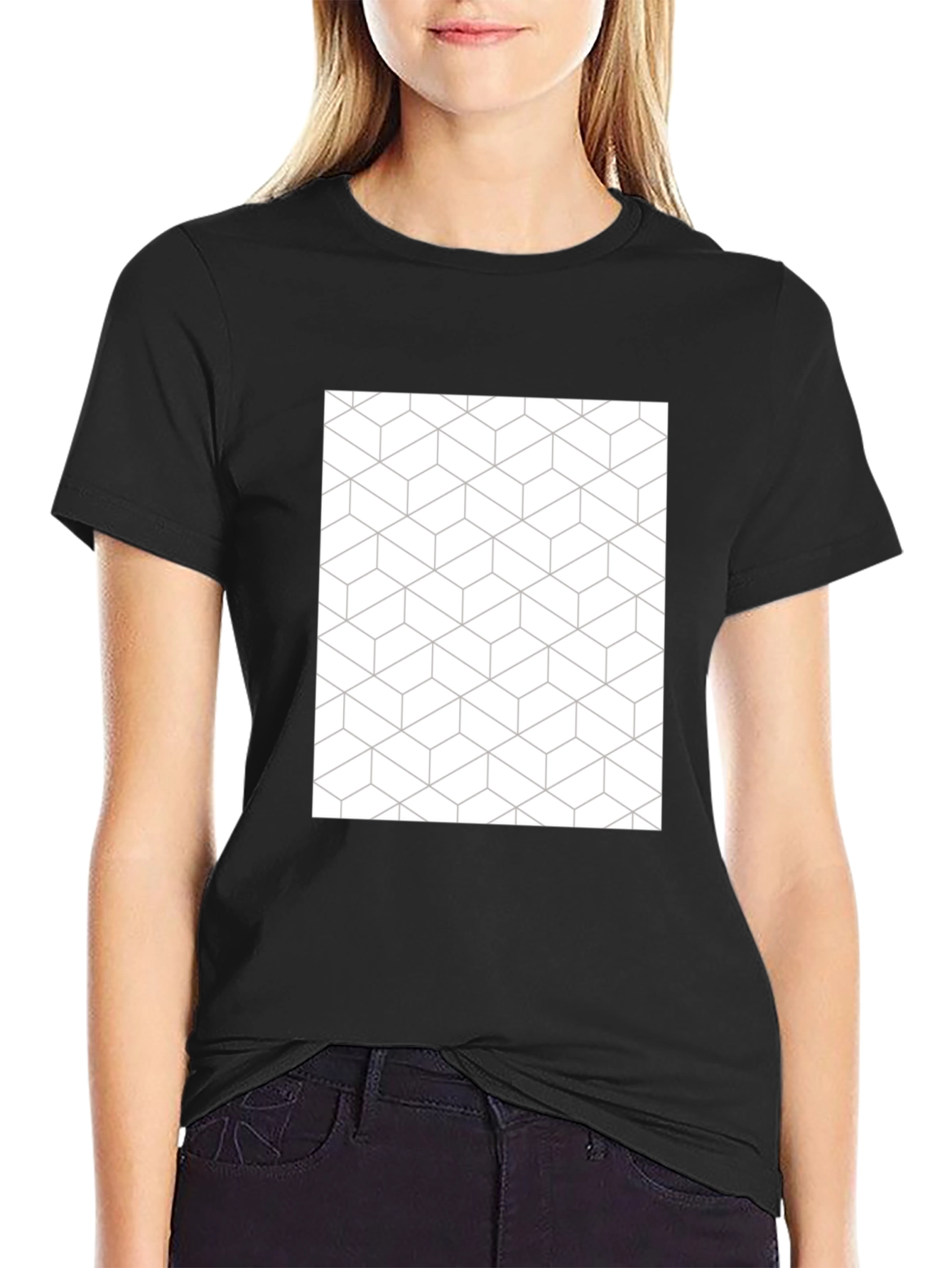 Geometric Pattern Tee - Modern Black T-Shirt