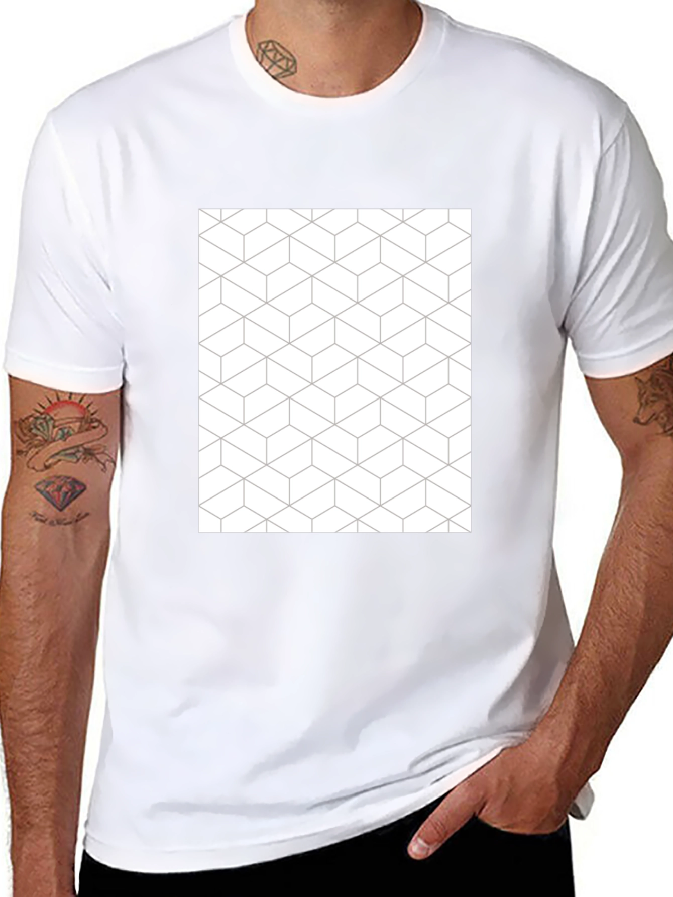 Geometric Pattern Tee - Modern Black T-Shirt
