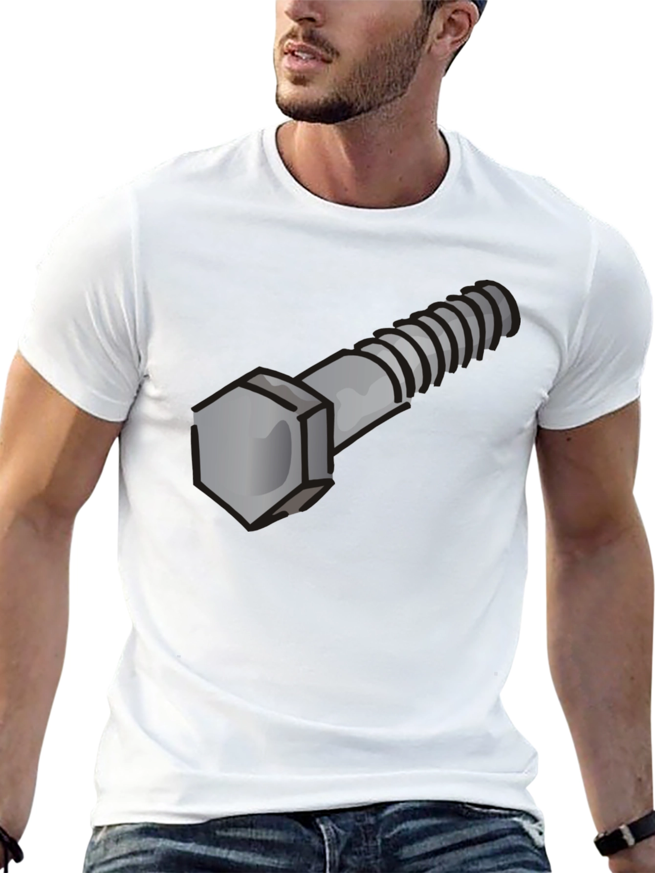 Novelty Bolt Graphic Tee - Black Cotton Crew Neck