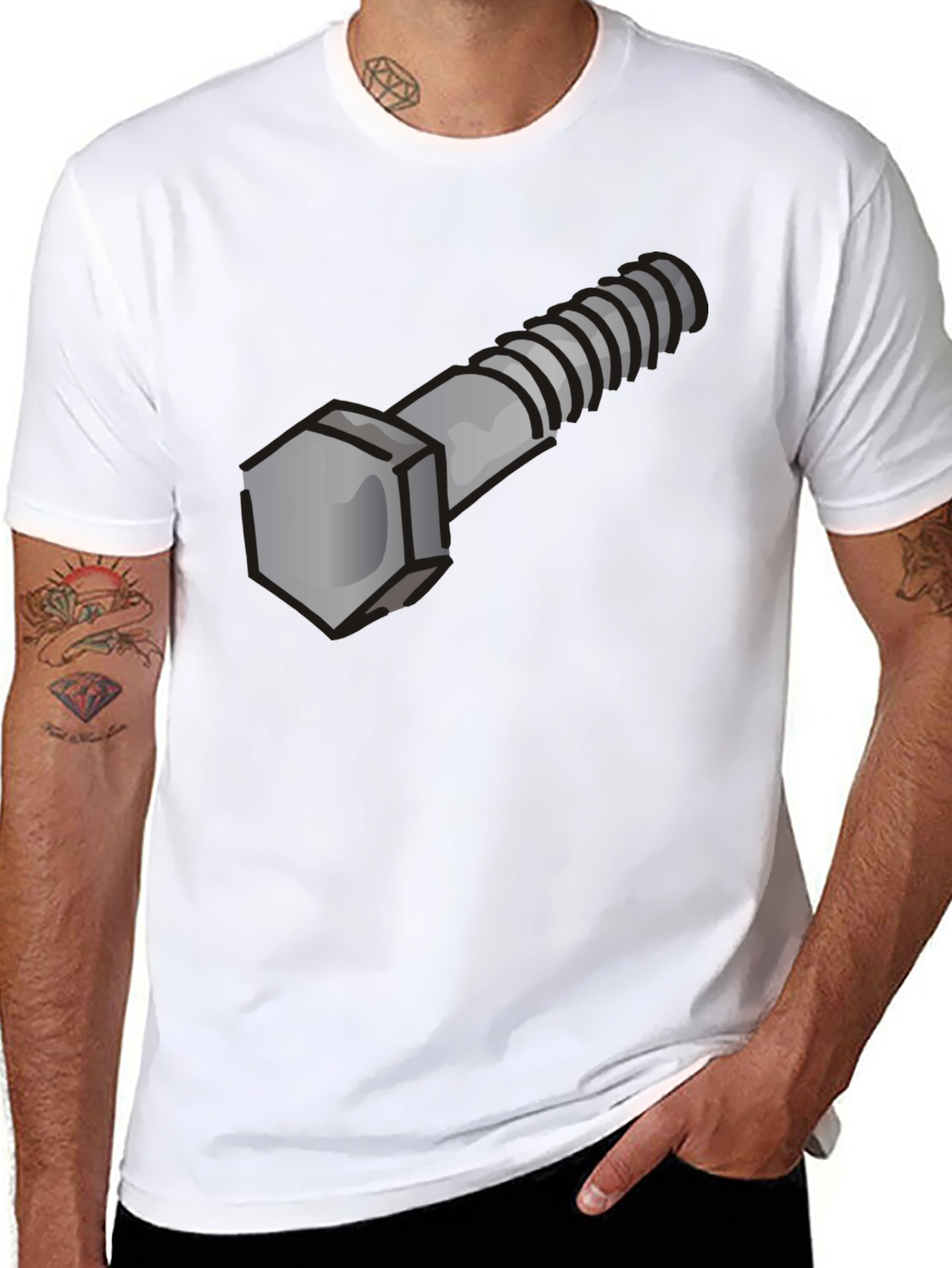 Novelty Bolt Graphic Tee - Black Cotton Crew Neck