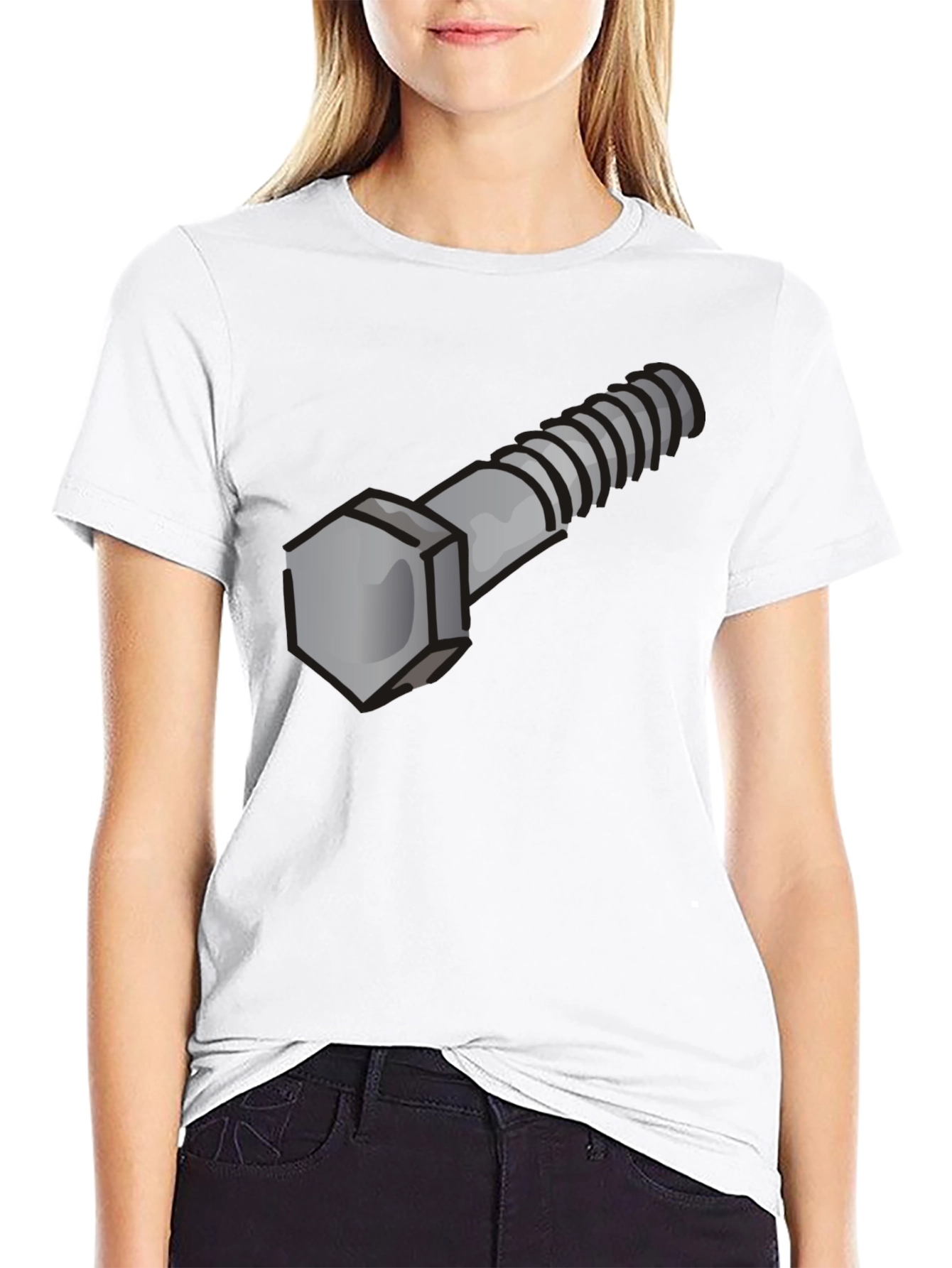 Novelty Bolt Graphic Tee - Black Cotton Crew Neck