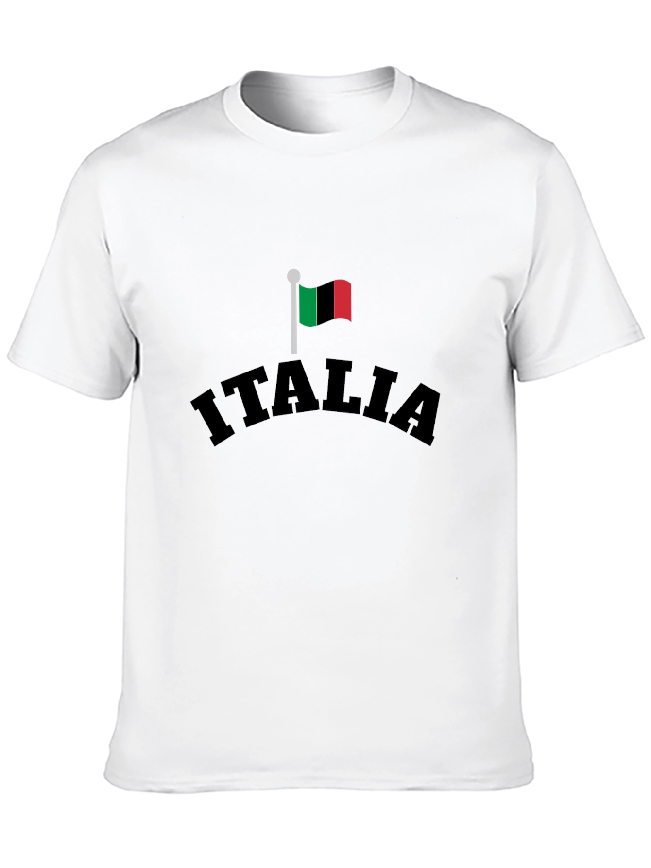 Italia Flag Graphic Tee - Black Cotton T-Shirt
