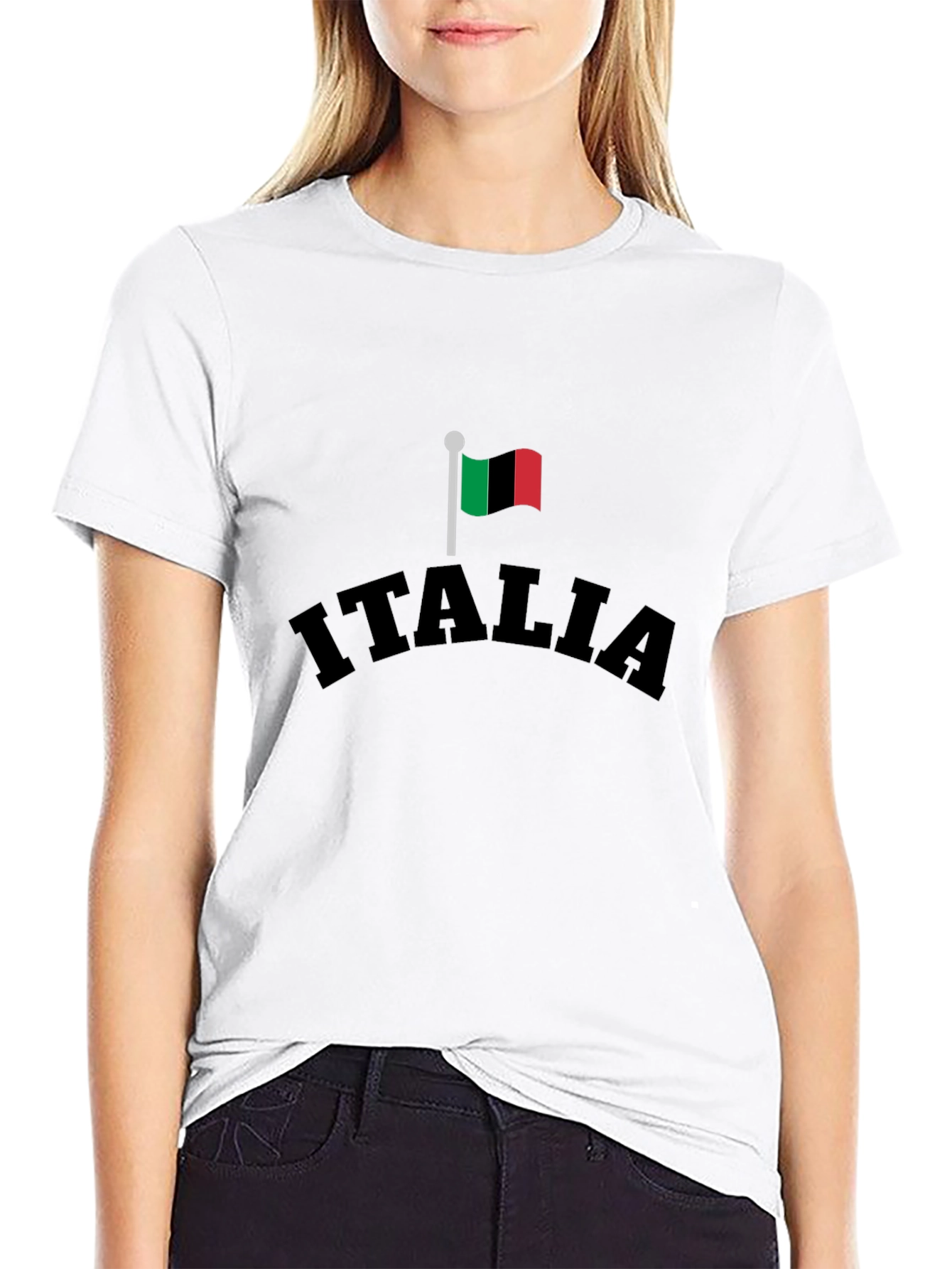 Italia Flag Graphic Tee - Black Cotton T-Shirt