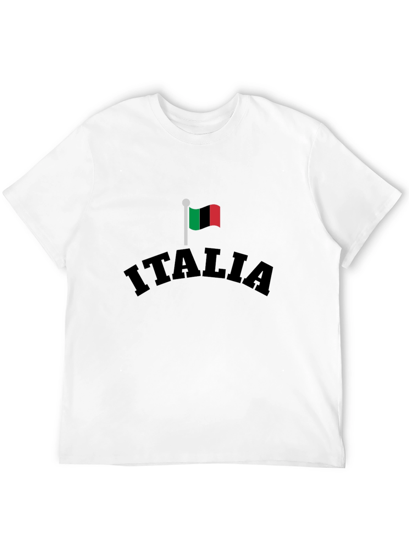 Italia Flag Graphic Tee - Black Cotton T-Shirt