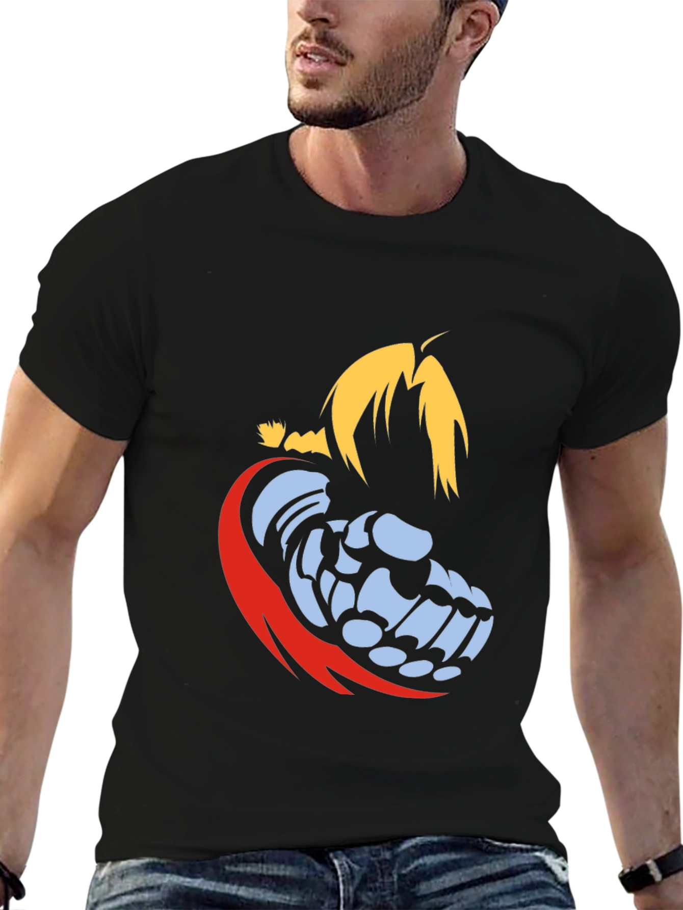 Ed Elric Automail Fist Black T-Shirt