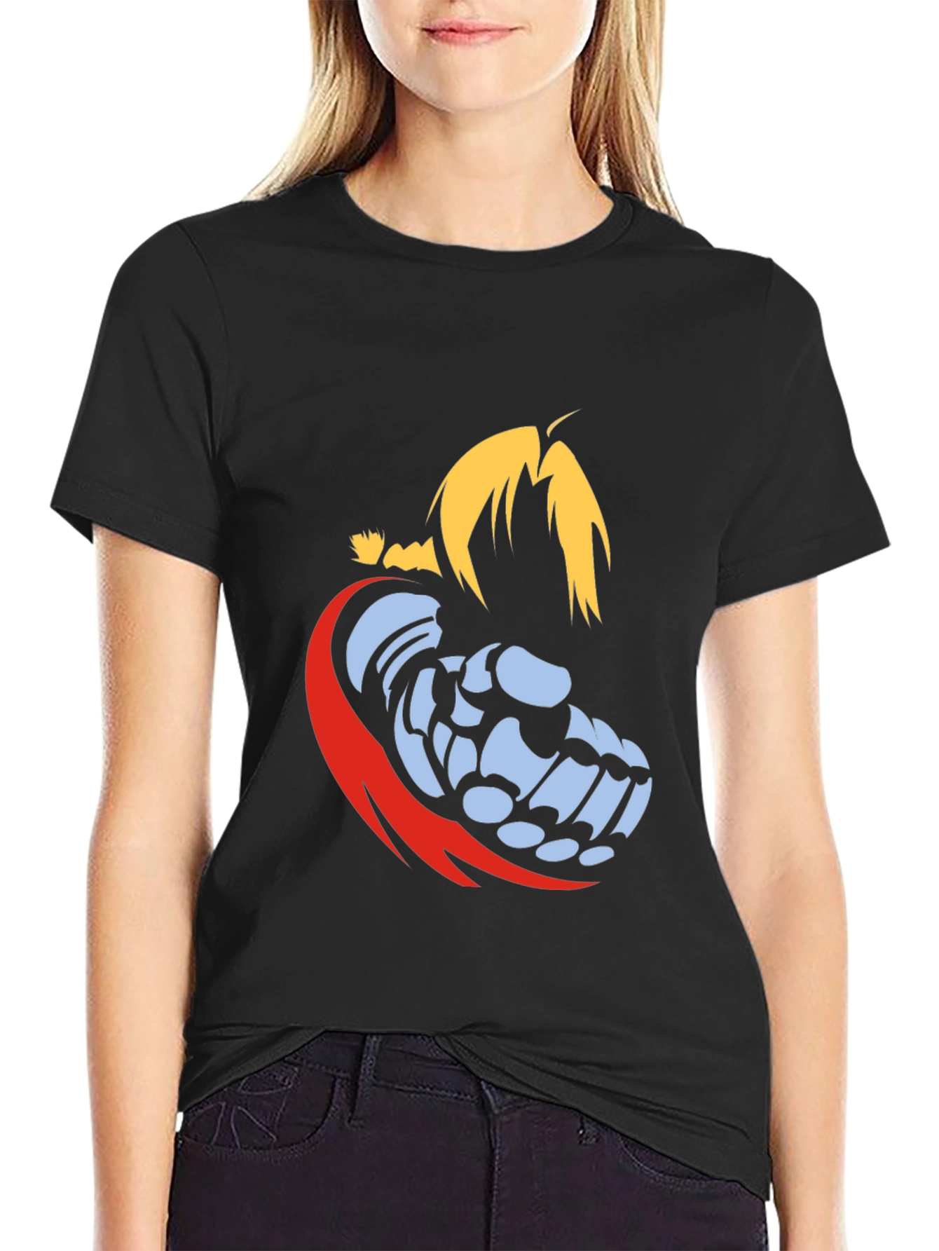 Ed Elric Automail Fist Black T-Shirt