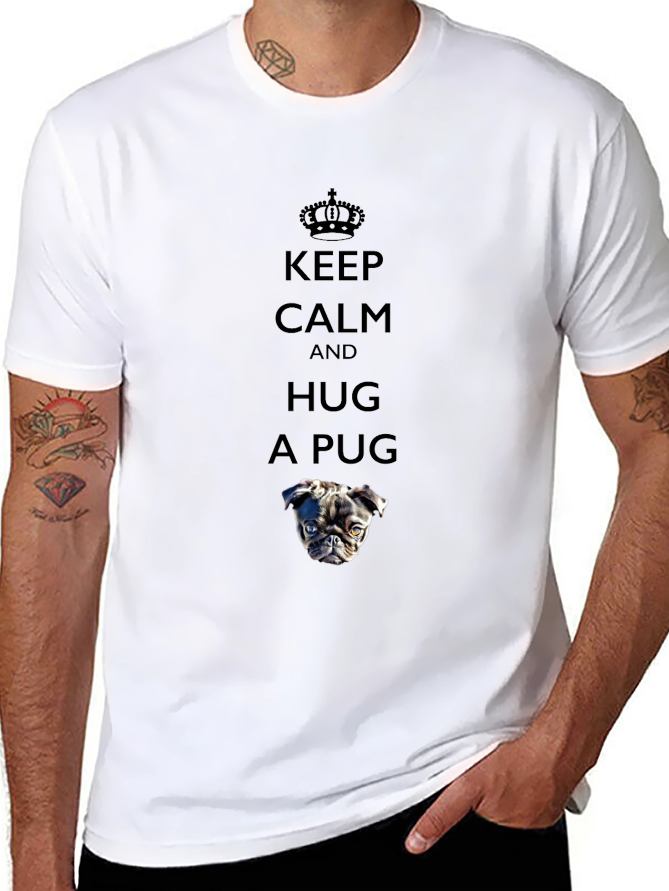 Keep Calm and Hug a Pug Graphic Tee