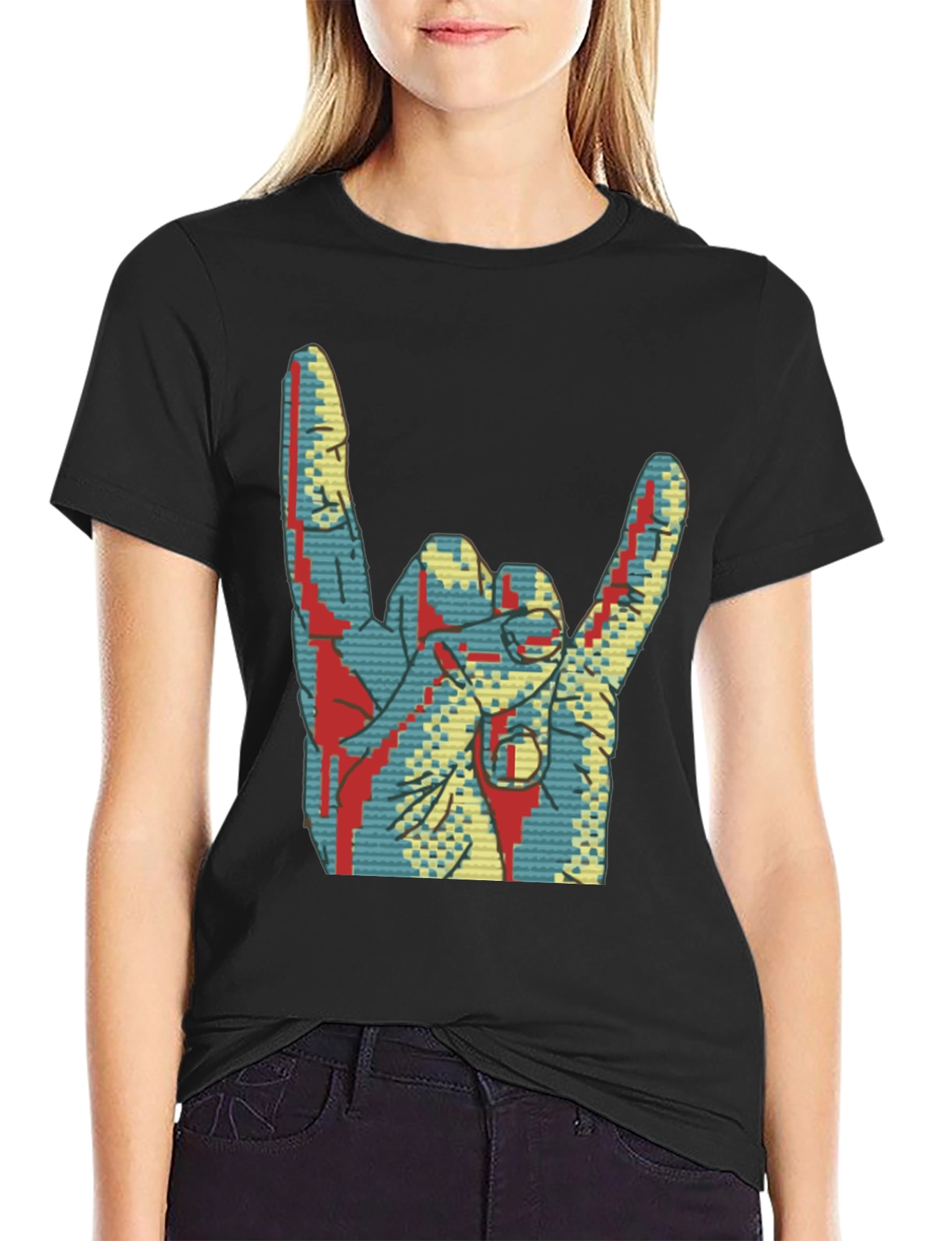 Rock On! Graphic Tee - Cool Hand Gesture Shirt