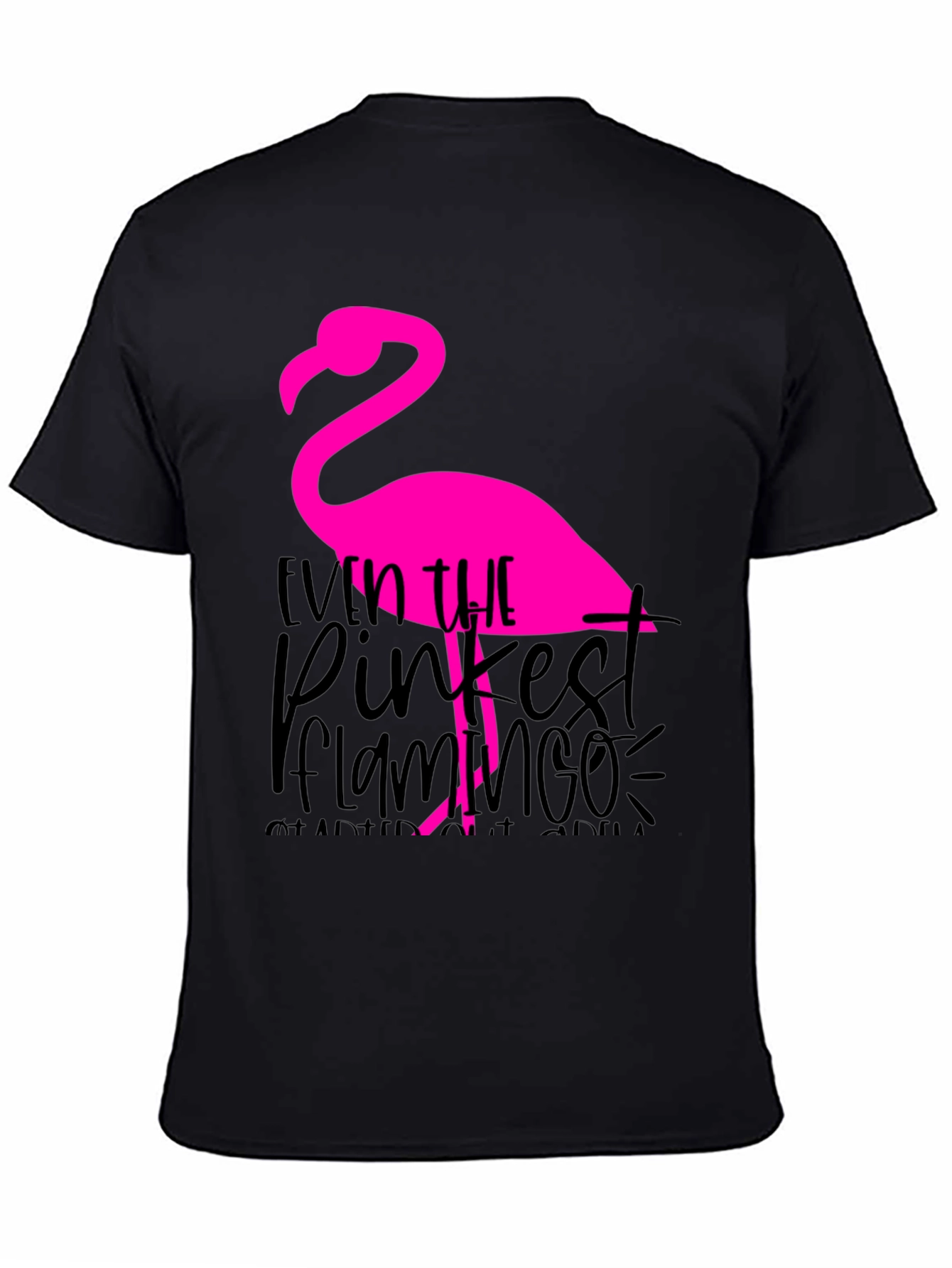 Pink Flamingo Graphic Tee - Fun Black Shirt