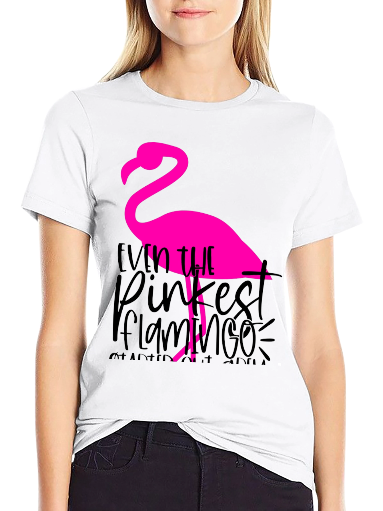 Pink Flamingo Graphic Tee - Fun Black Shirt