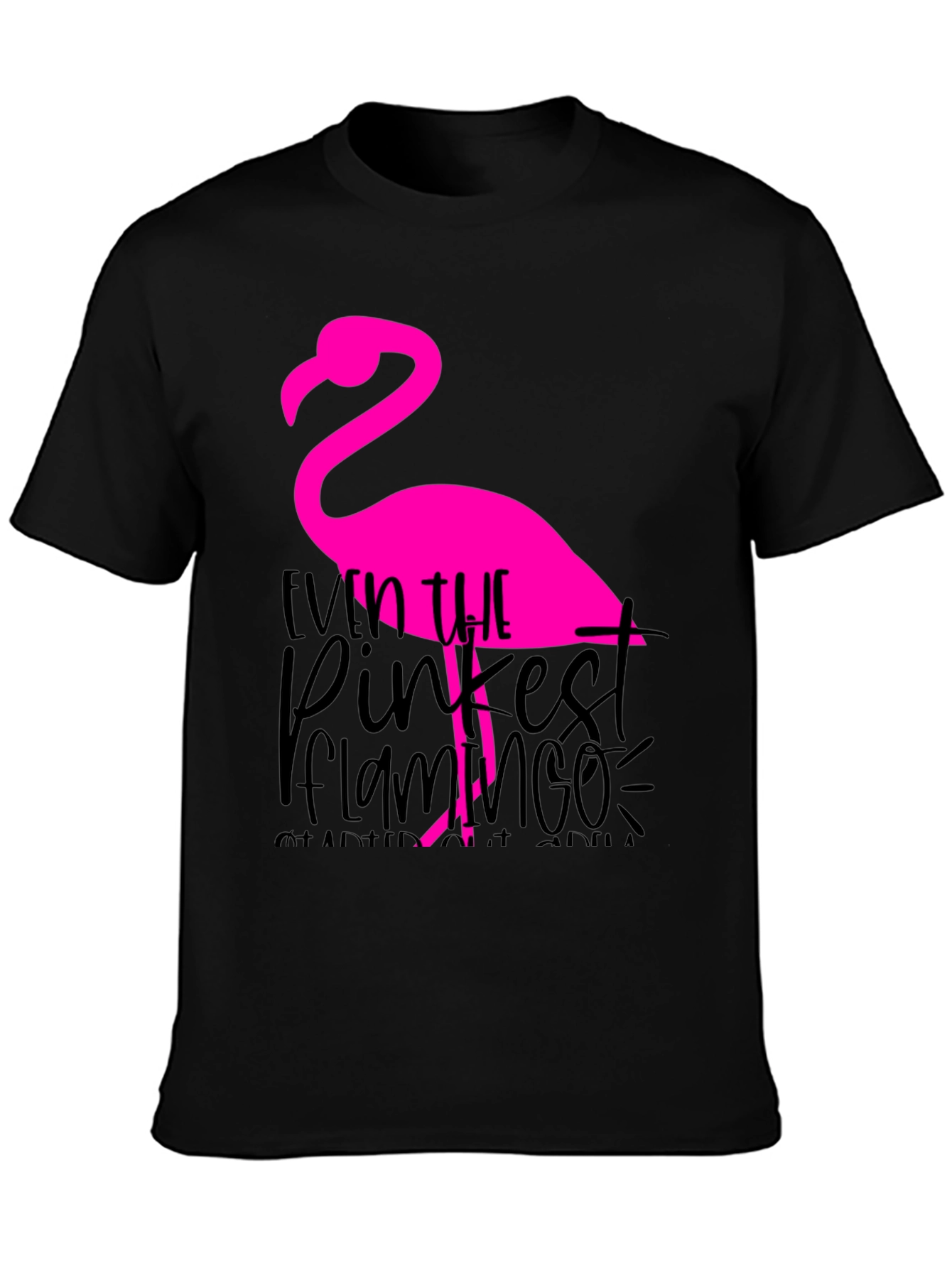 Pink Flamingo Graphic Tee - Fun Black Shirt